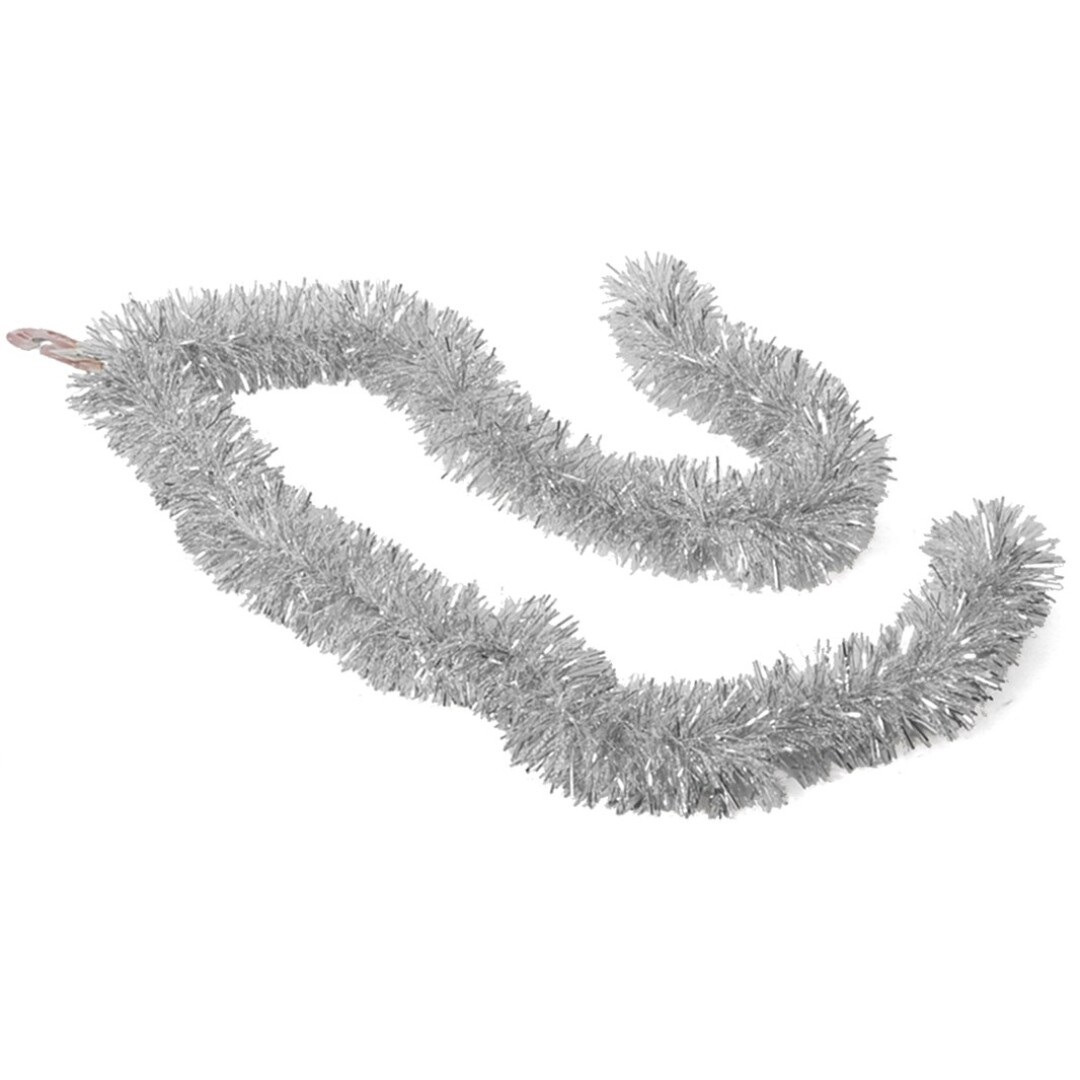 Kerstboom folie slingers-lametta guirlandes van 180 x 7 cm in de kleur glitter zilver
