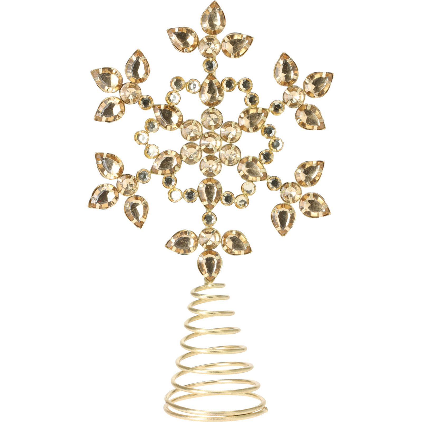 Kerstboom piek ster vorm goud met steentjes H26 cm