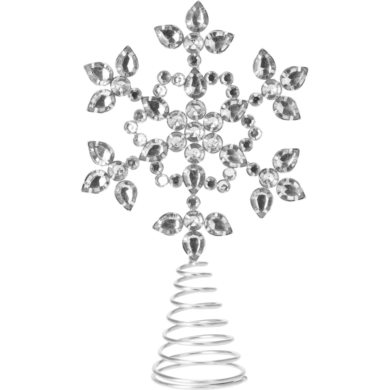 Kerstboom piek ster vorm zilver met steentjes H26 cm