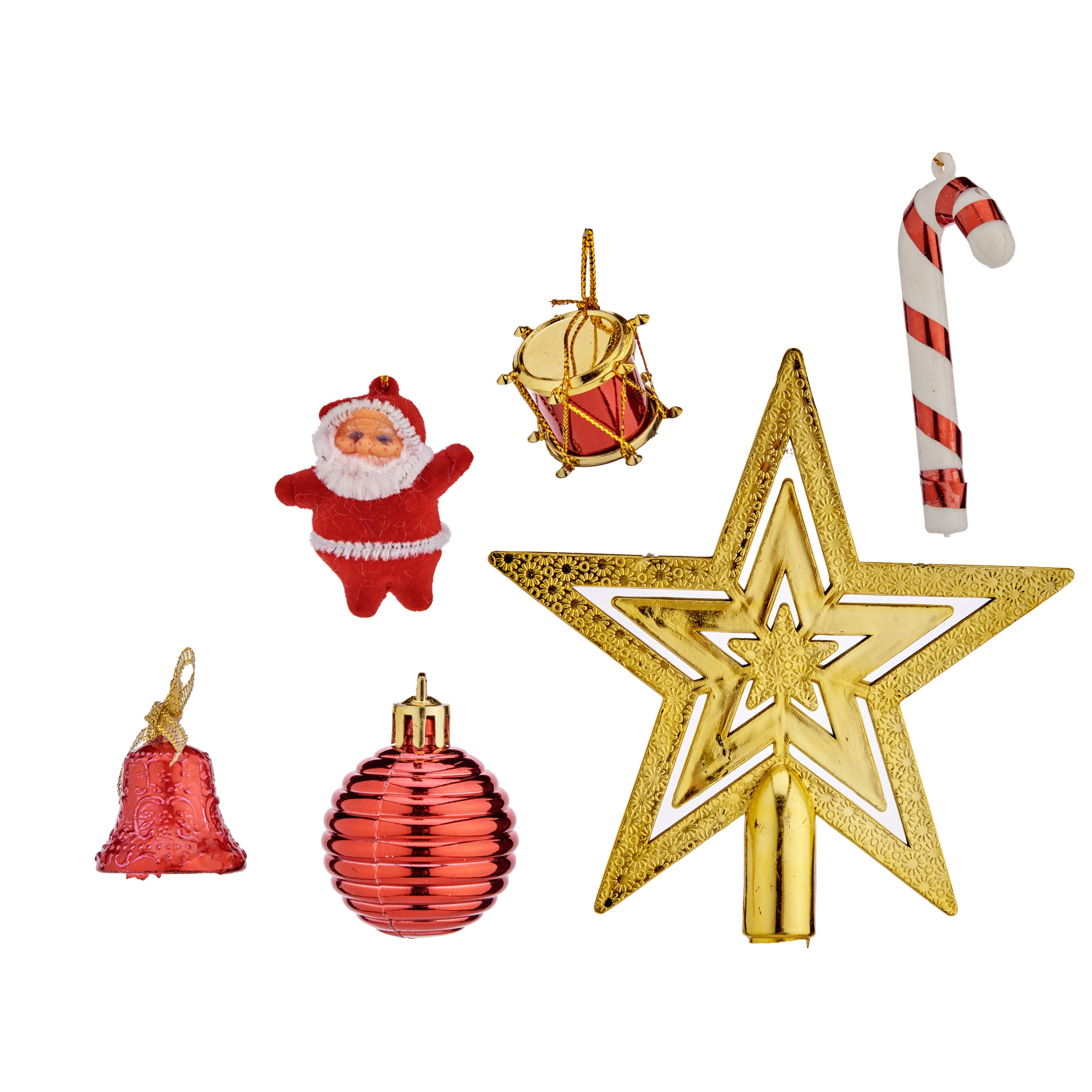 Kersthangers 24x st met piek rood-goud voor mini kerstboom