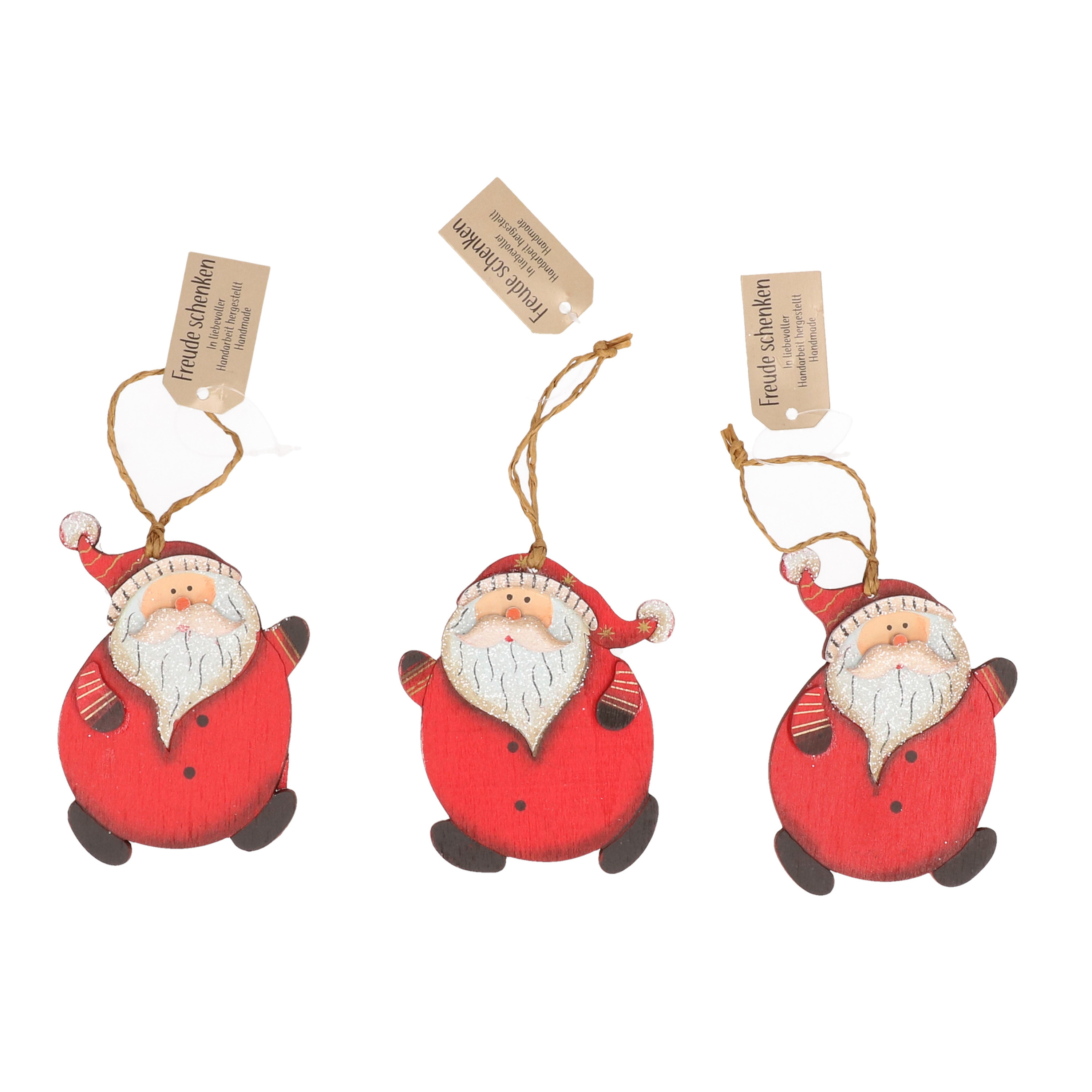 Kersthangers 3x stuks kerstmannen hout 10 cm kerstornamenten