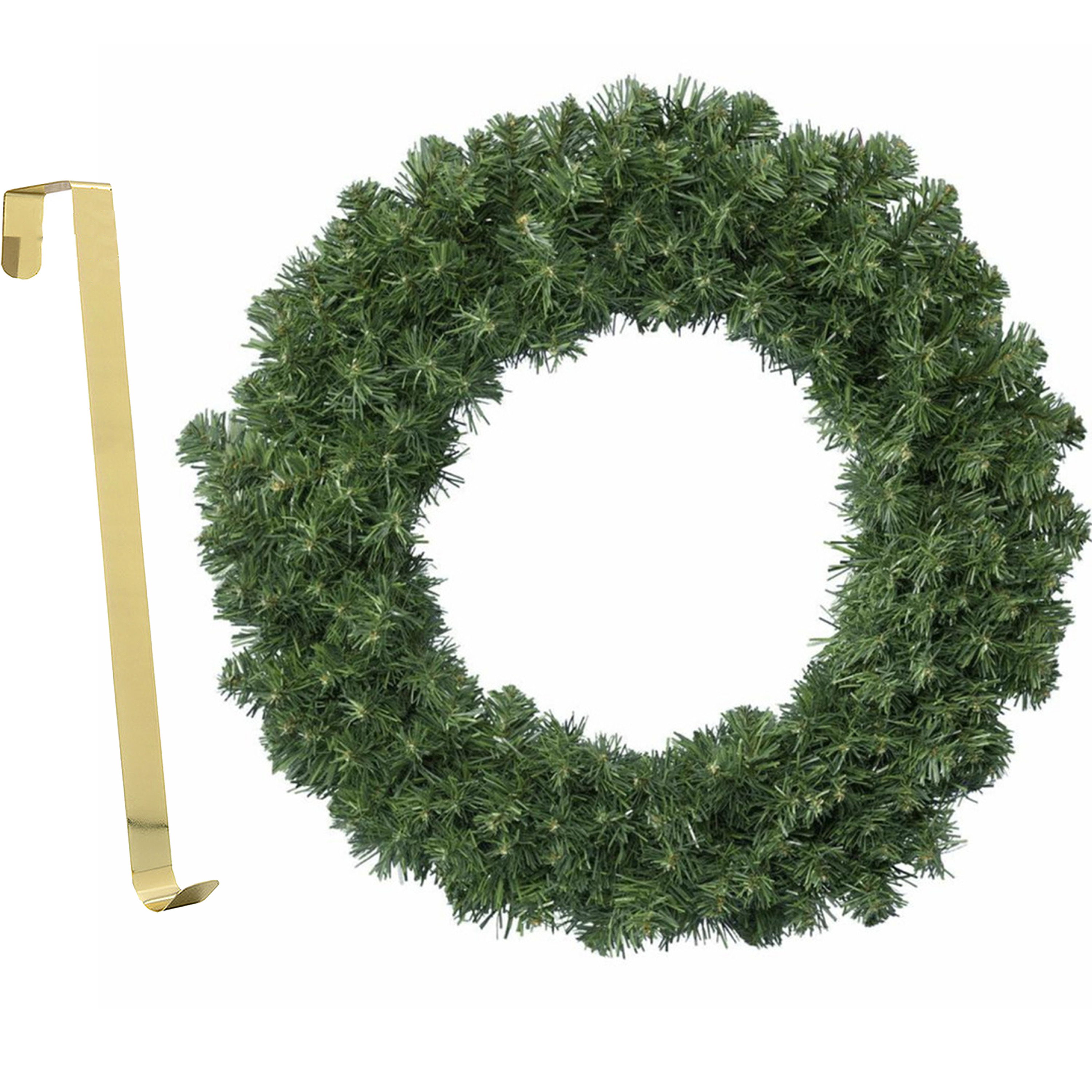Kerstkrans groen 35 cm kunststof incl. messing deurhanger