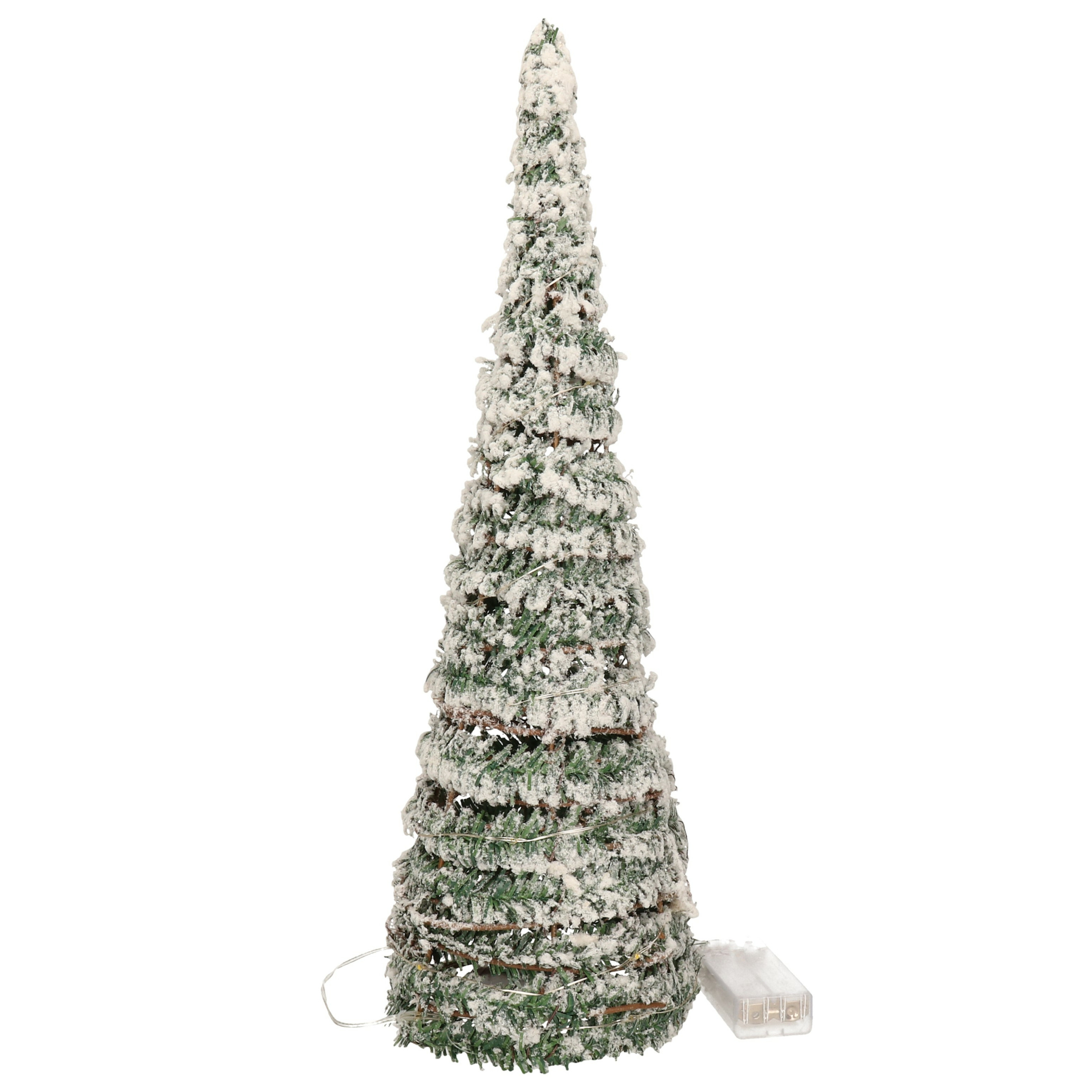 Kerstverlichting figuren Led kegel kerstboom groen besneeuwd 60 cm
