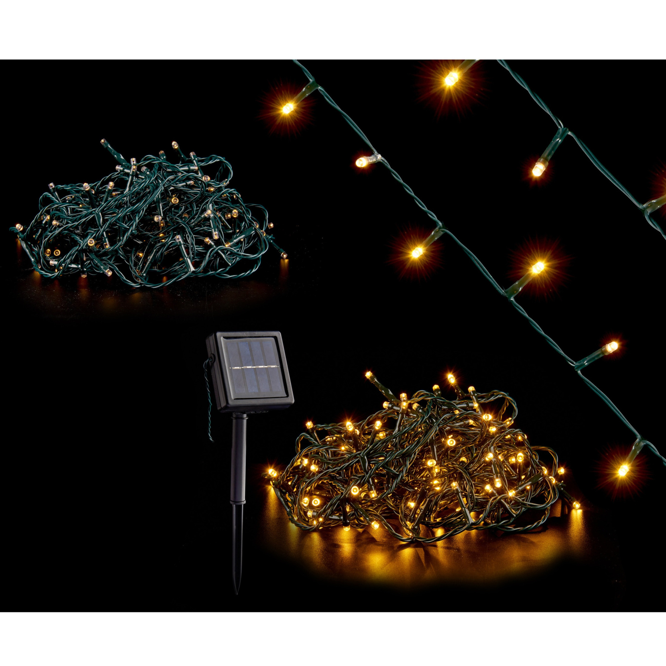 Kerstverlichting-party lights 150 warm witte LED lampjes op zonne-energie