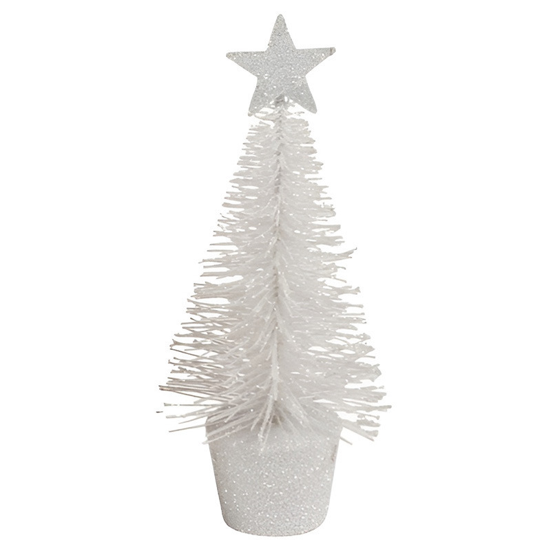 Kerstversiering witte glitter kerstbomen-kerstboompjes 15 cm