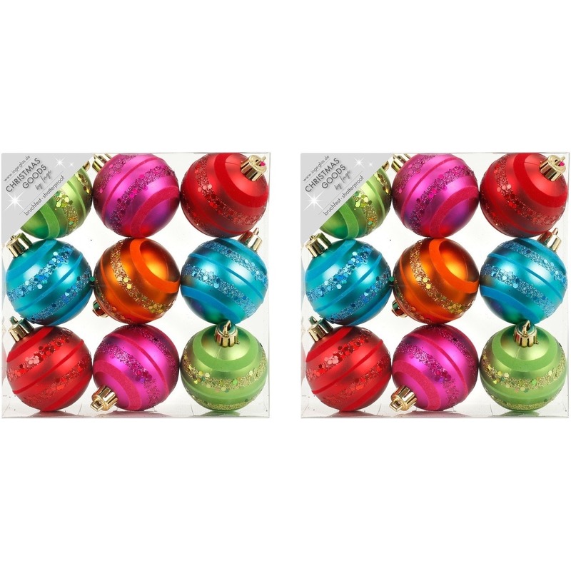 Kinder kerstballen pakket gekleurd 18x 6 cm