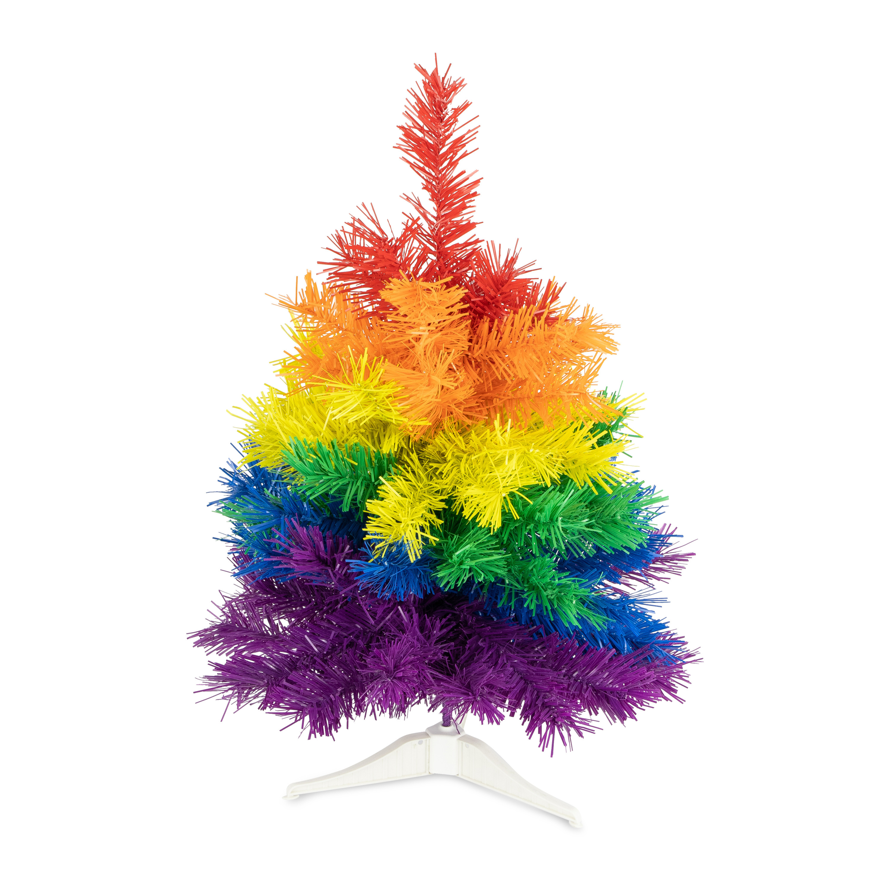 Kleine kunst kerstboom regenboog H45 cm kunststof gekleurd miniboompje