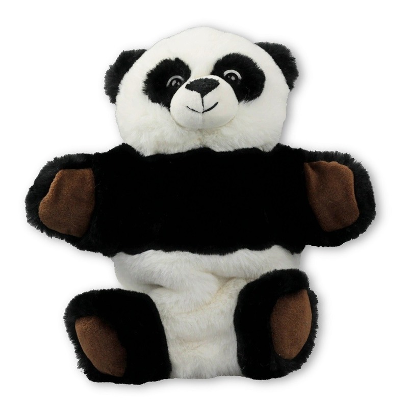 Knuffel handpop panda zwart-wit 22 cm knuffels kopen