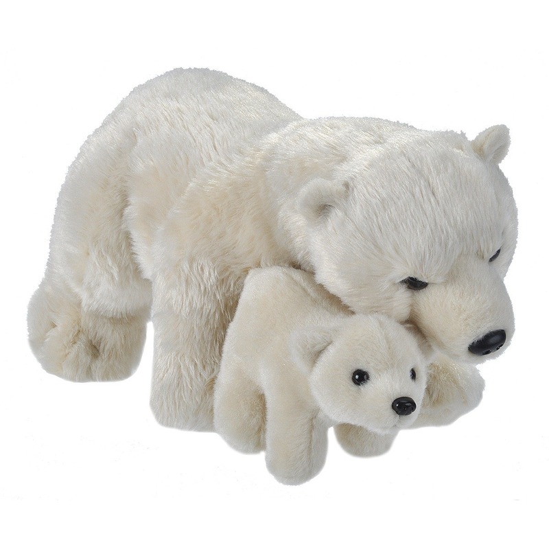 Knuffel ijsbeer met jong wit 38 cm knuffels kopen
