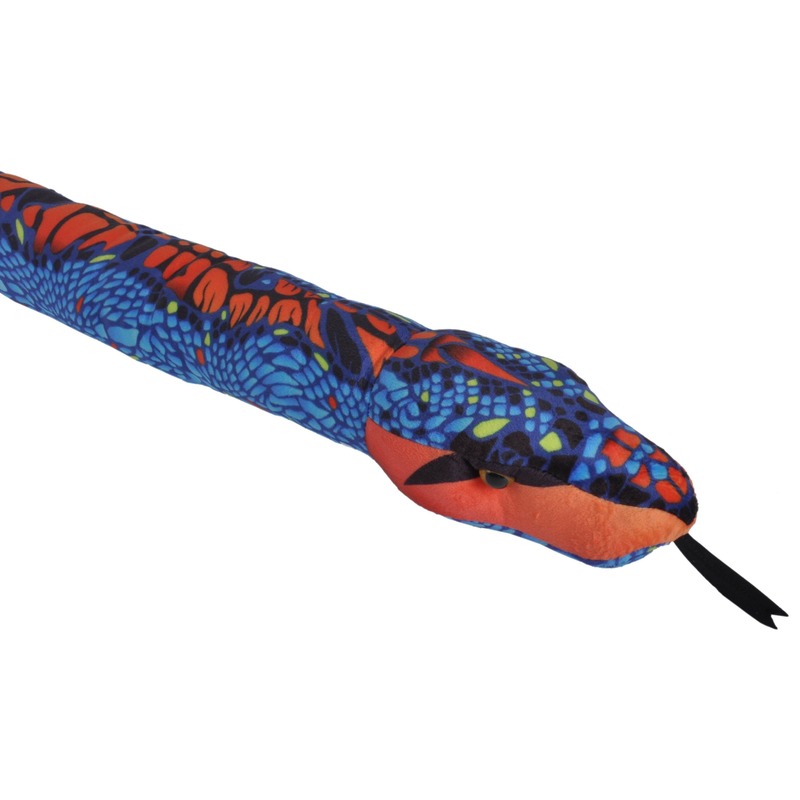 Knuffel slang blauw-oranje 137 cm knuffels kopen