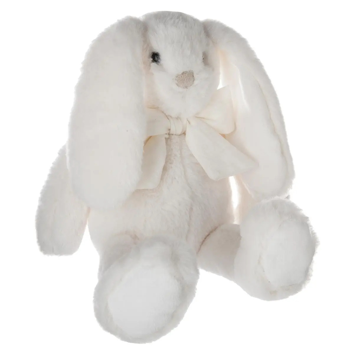 Knuffeldier konijn met strikje zachte pluche stof fluffy knuffels creme wit 30 cm