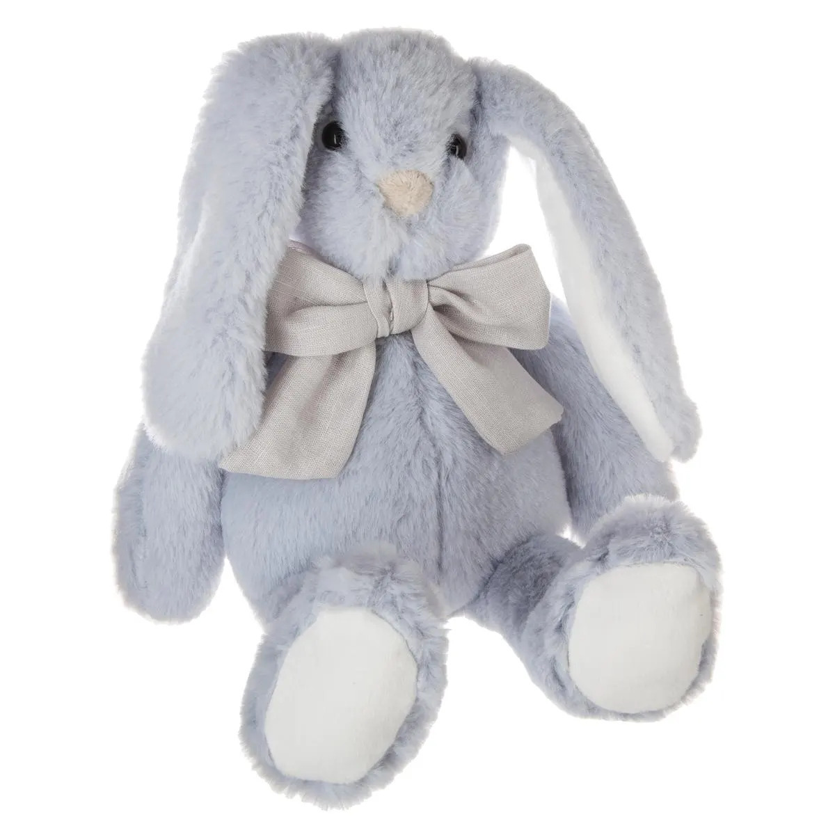 Knuffeldier konijn met strikje zachte pluche stof fluffy knuffels lichtblauw 30 cm