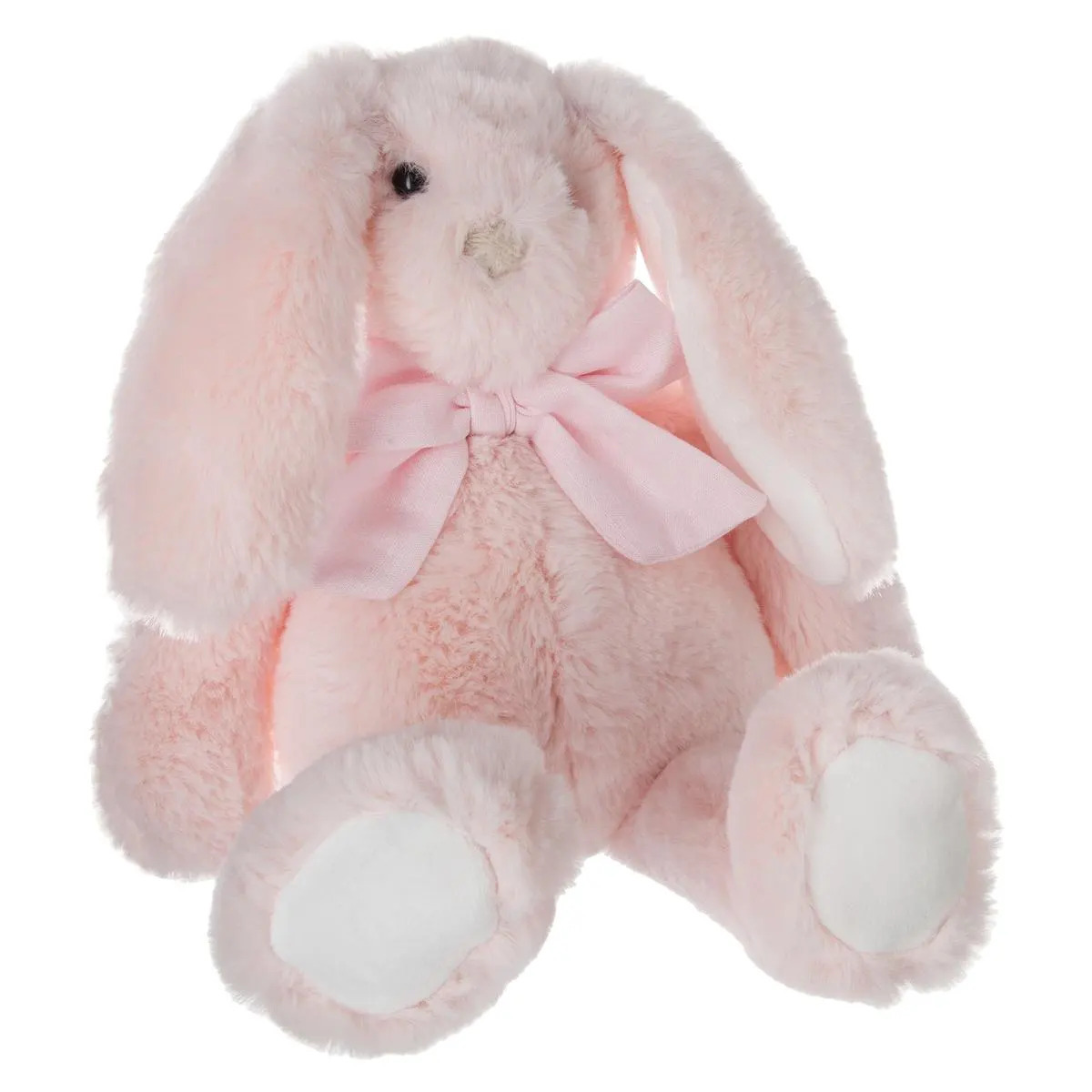 Knuffeldier konijn met strikje zachte pluche stof fluffy knuffels lichtroze 30 cm