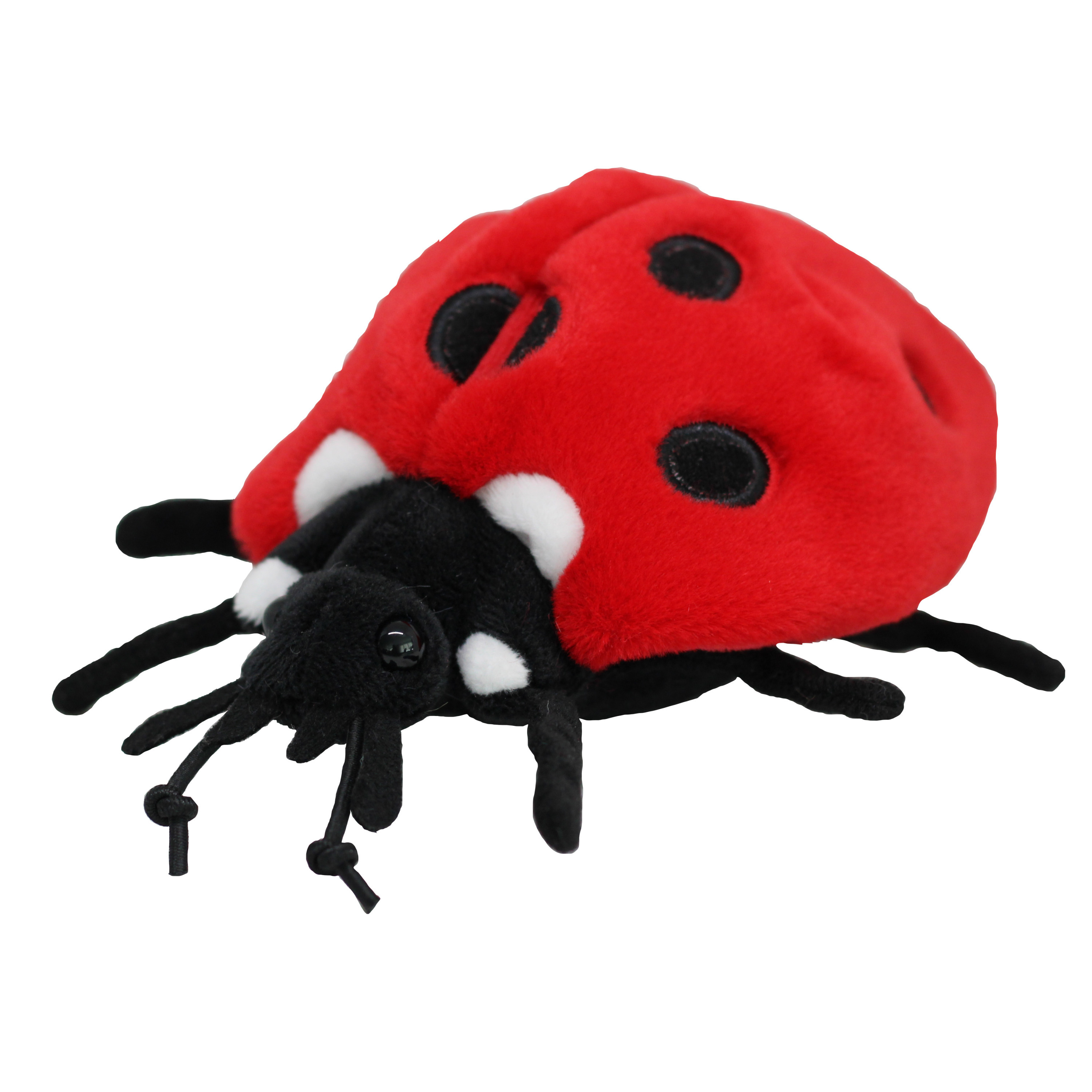Knuffeldier Lieveheersbeestje zachte pluche stof premium kwaliteit knuffels rood-zwart 15 cm