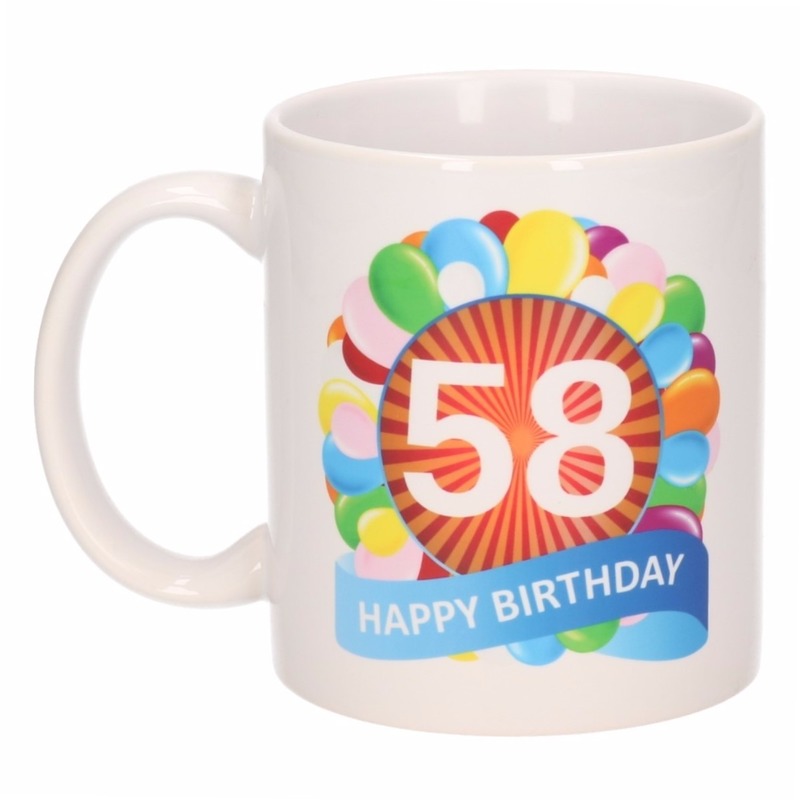 Koffiemok ballon thema 58 jaar 300 ml