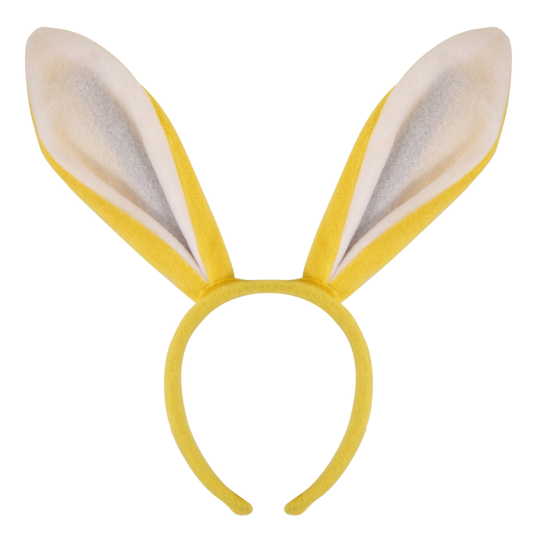 Konijnen-bunny oren geel met wit voor volwassenen 27 x 28 cm