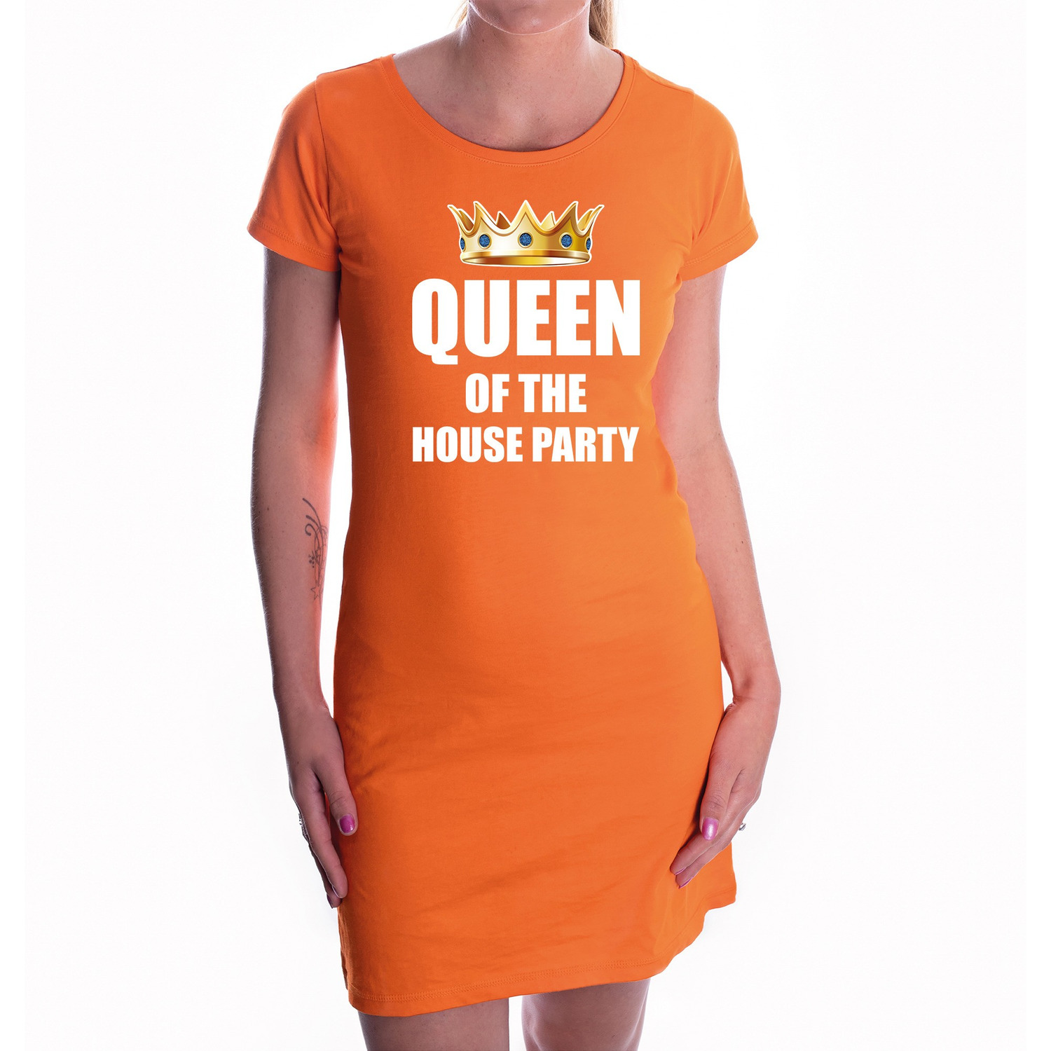 Koningsdag jurk oranje queen of the house party voor dames