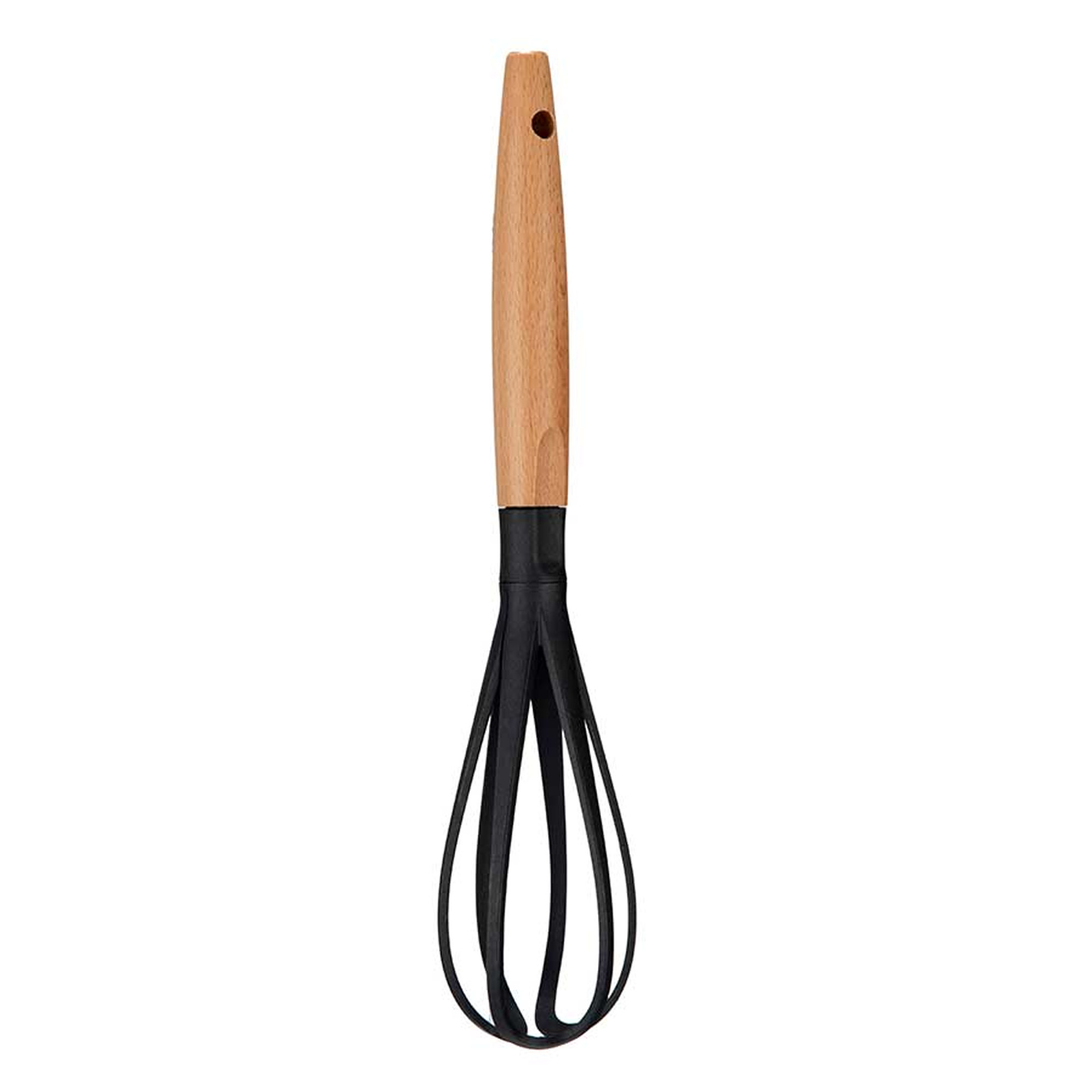 Kook-keuken gerei garde-opklopper zwart-bruin kunststof-hout 31 cm