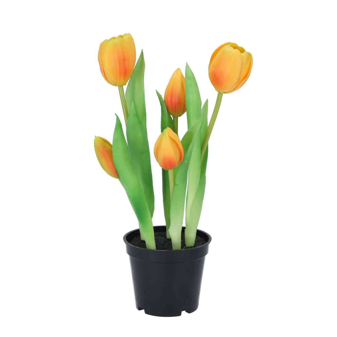 Kunst tulpen Holland in pot 5x stuks oranje real touch 26 cm