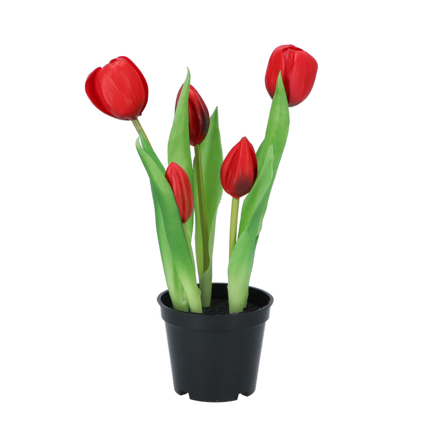Kunst tulpen Holland in pot 5x stuks rood real touch 26 cm