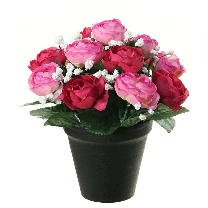 Kunstbloemen plant in pot roze-wit tinten 20 cm Bloemenstuk ornament