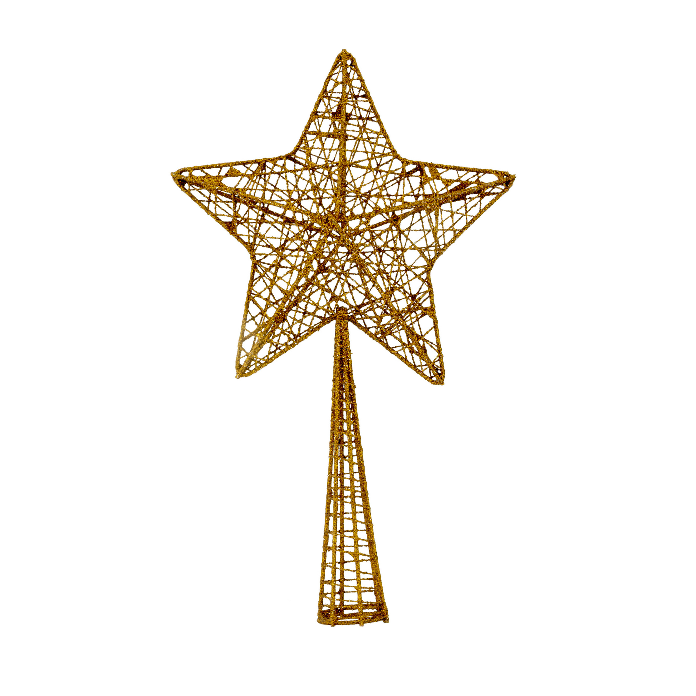 Kunststof ster piek-kerstboom topper glitter koper 28 cm