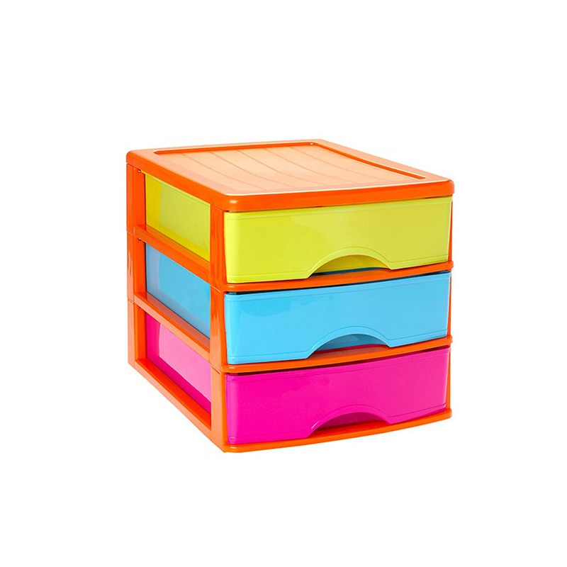 Ladeblok-bureau organizer met 3 lades multi-color-oranje L 35,5 x B 27 x H 26 cm