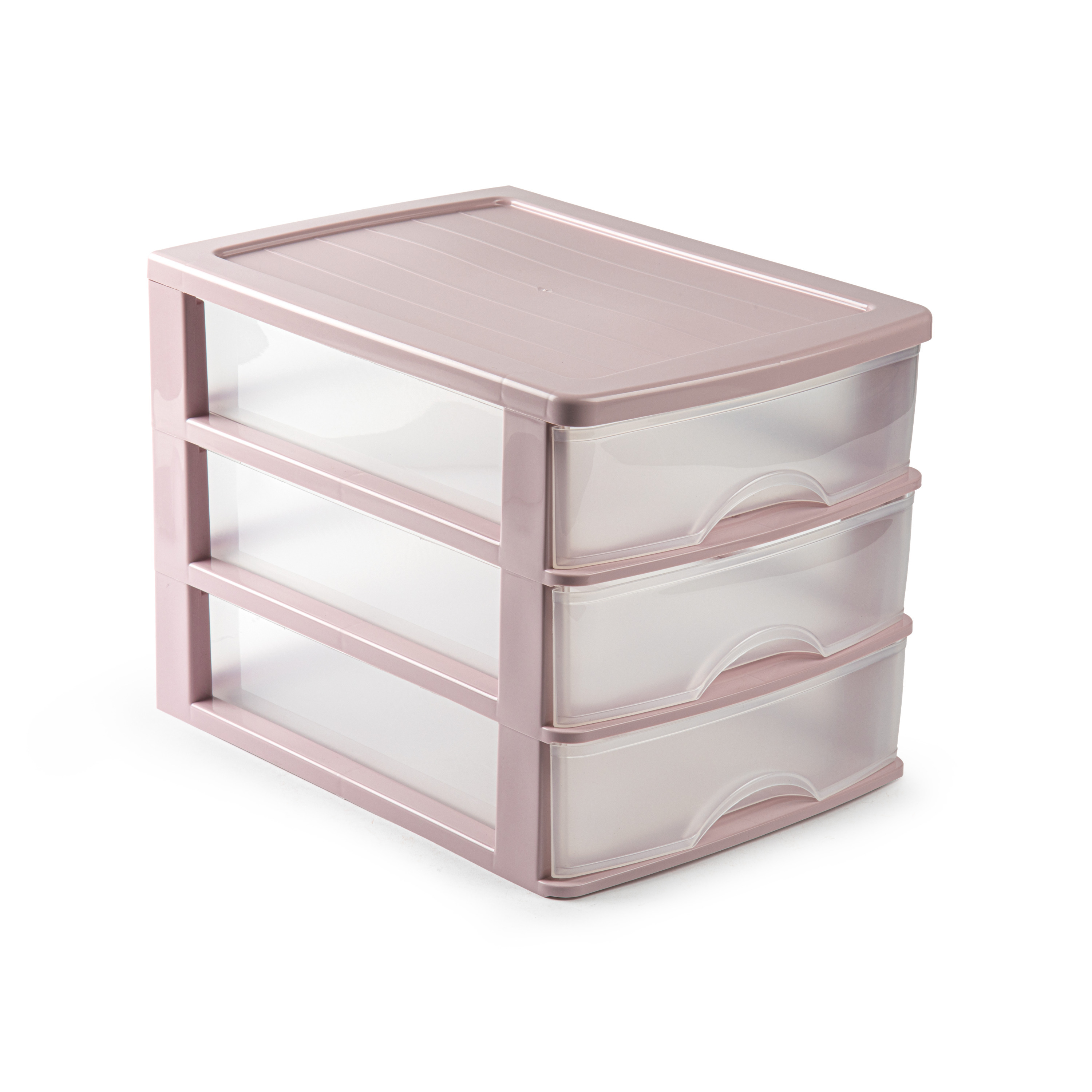 Ladeblok-bureau organizer met 3 lades roze-transparant L 35,5 x B 27 x H 26 cm