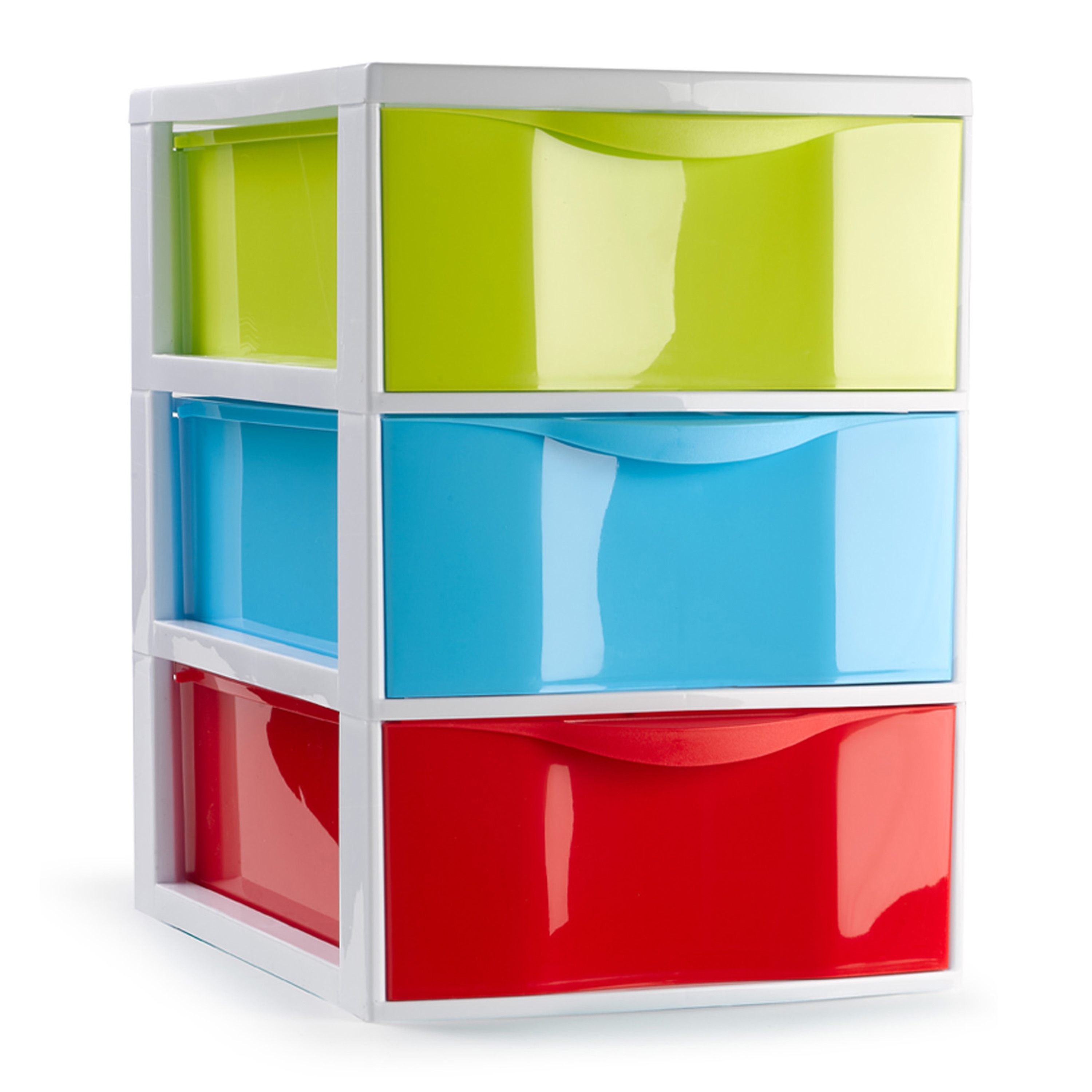 Ladeblokje-bureau organizer met 3x lades multi kleuren L18 x B25 x H25 cm plastic