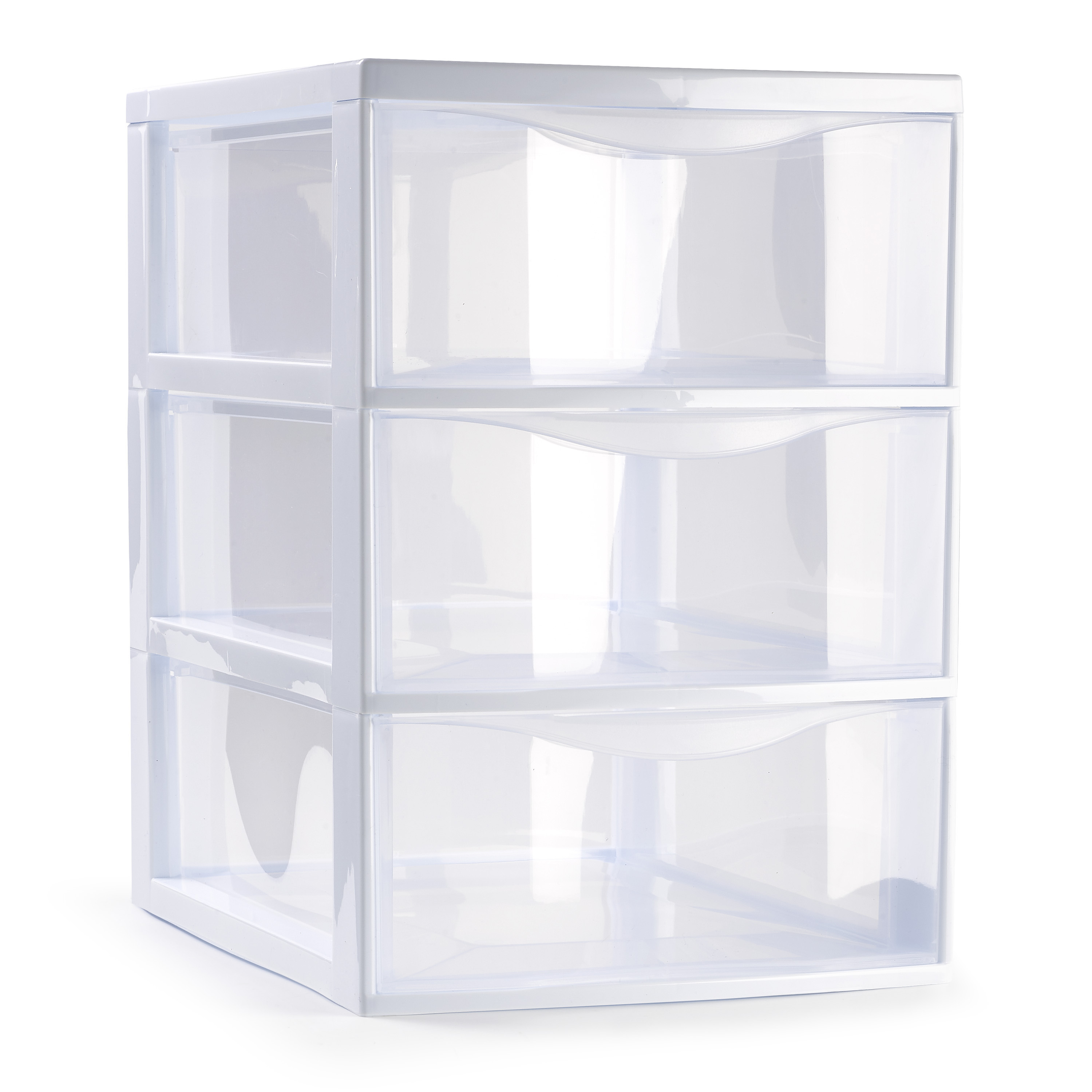 Ladeblokje-bureau organizer met 3x lades transparant-wit L18 x B25 x H25 cm plastic