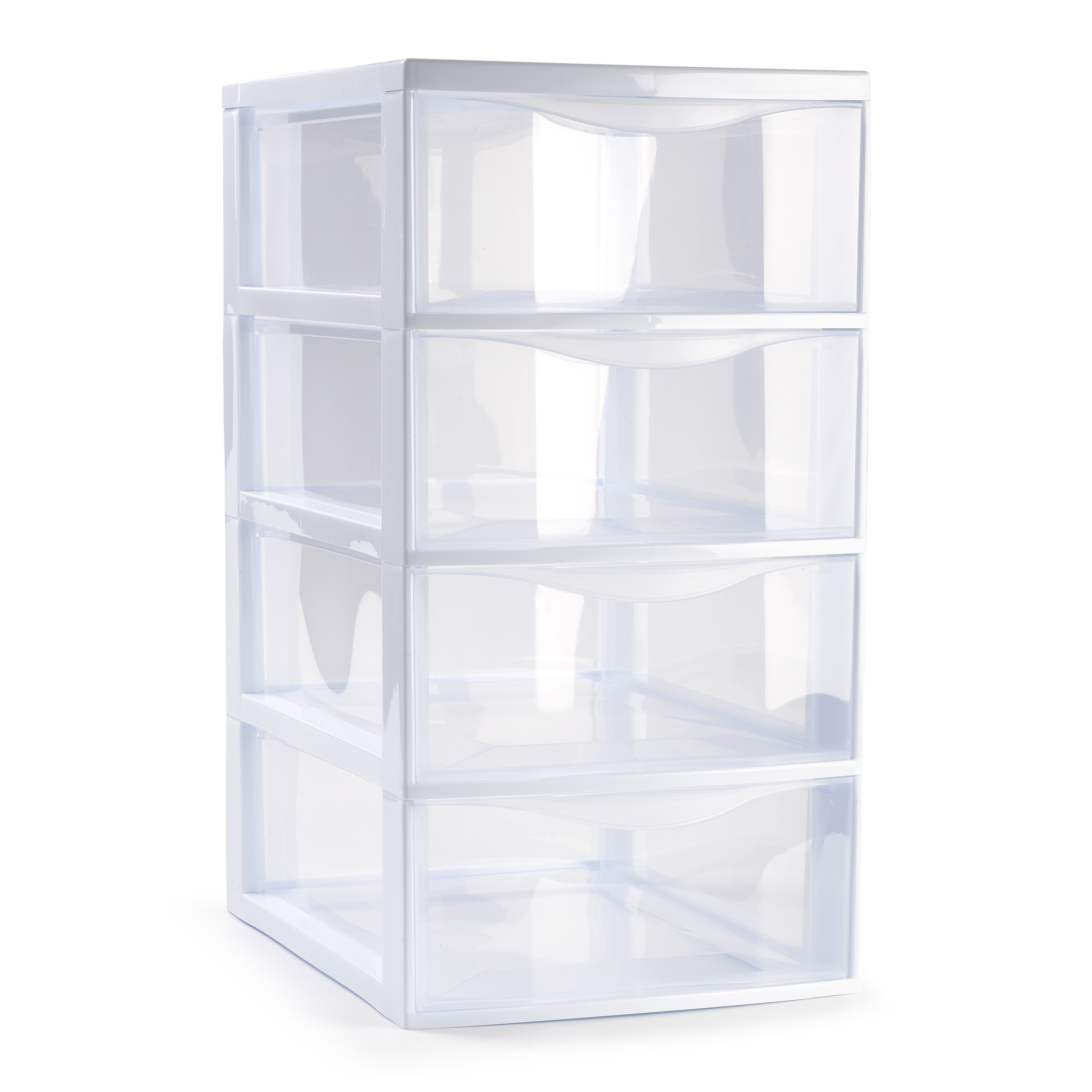 Ladeblokje-bureau organizer met 4x lades transparant-wit L18 x B25 x H33 cm plastic