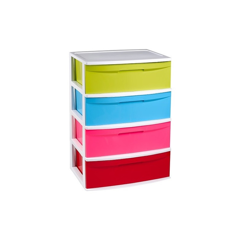 Ladekast-organizer met 4 lades wit-multi kleuren 40 x 56 x 80 cm