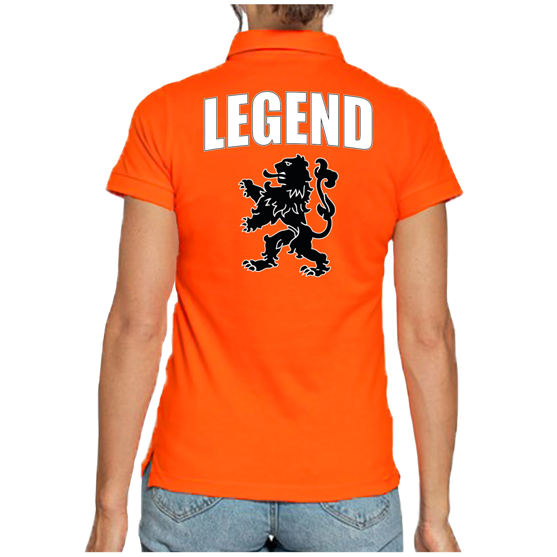 Legend Holland supporter poloshirt oranje met leeuw EK-WK voor dames