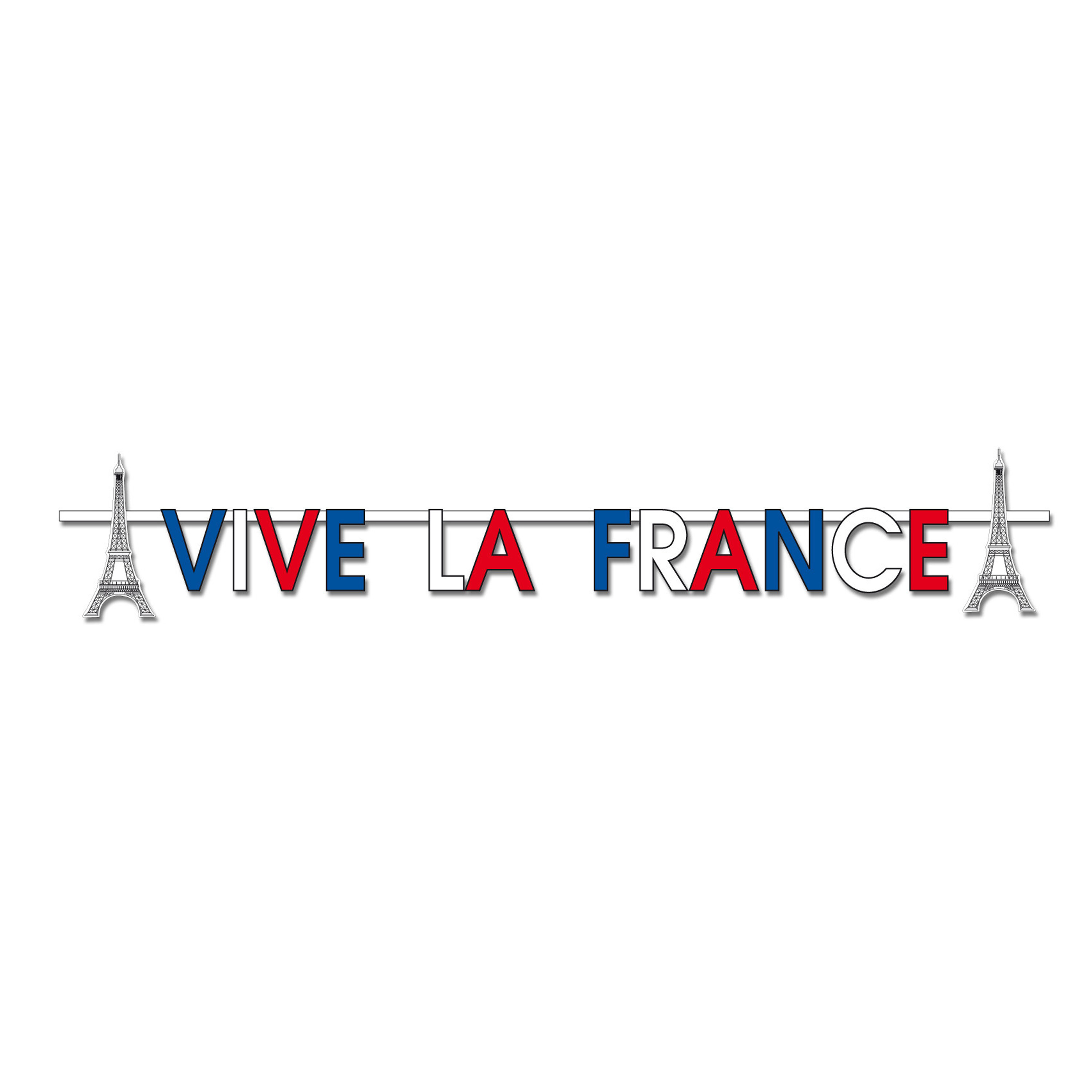 Letterslinger viva la France 2 meter Frankrijk themafeest decoratie