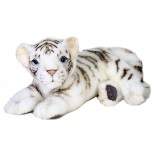 Liggende pluche witte tijger 26 cm