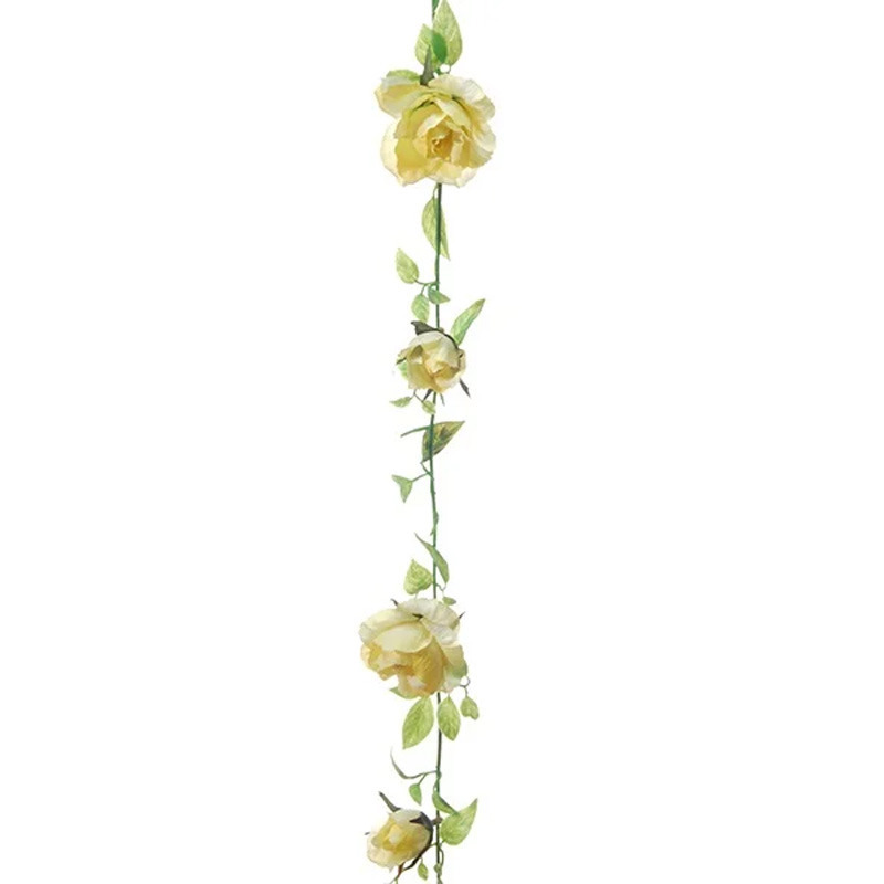 Louis Maes kunstplant bloemenslinger Rozen geel-groen 225 cm kunstbloemen