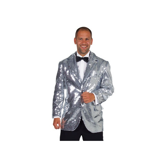 Luxe zilveren glitter colbert heren Kleuren kostuums winkel