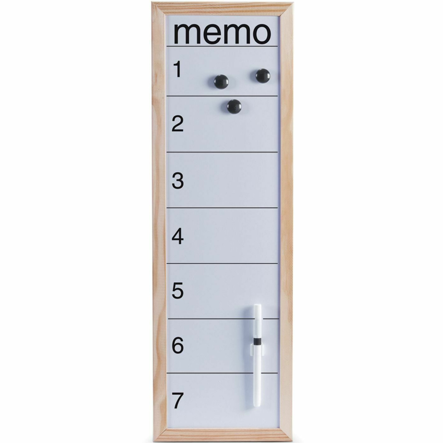 Magnetisch whiteboard-memobord met houten rand 20 x 60 cm