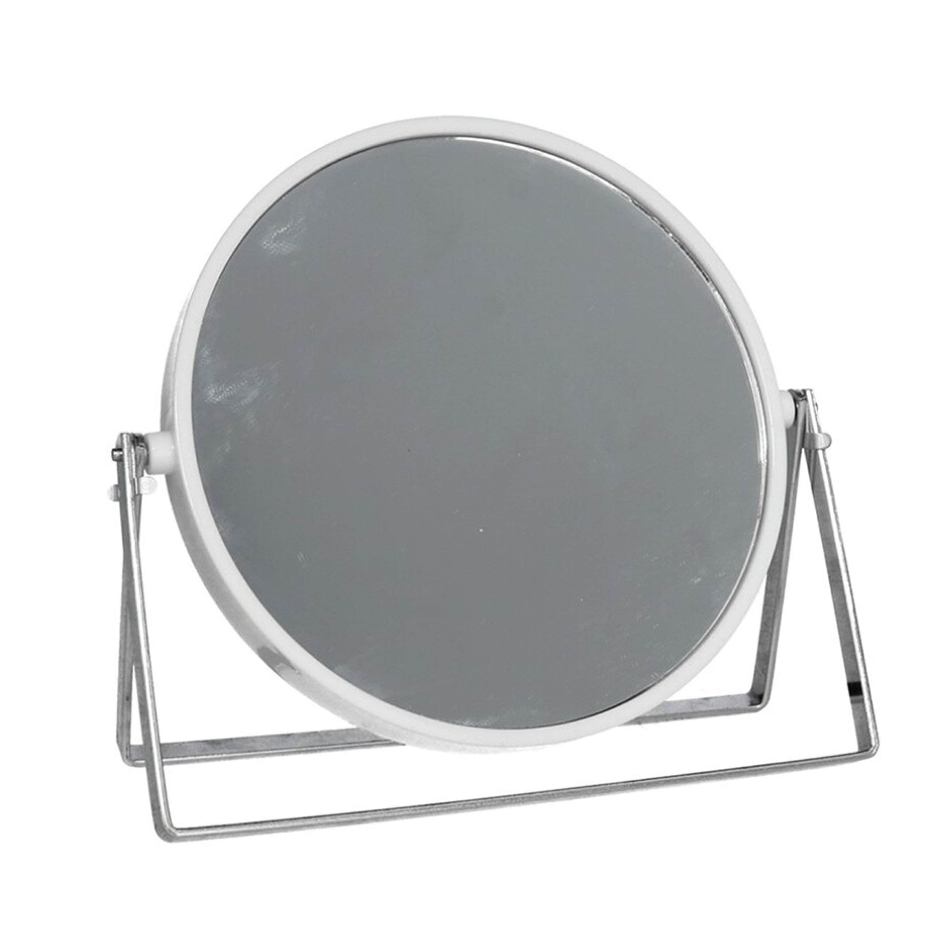 Make-up spiegel 2-zijdig gebruik vergrotend dia 18 cm wit-zilver