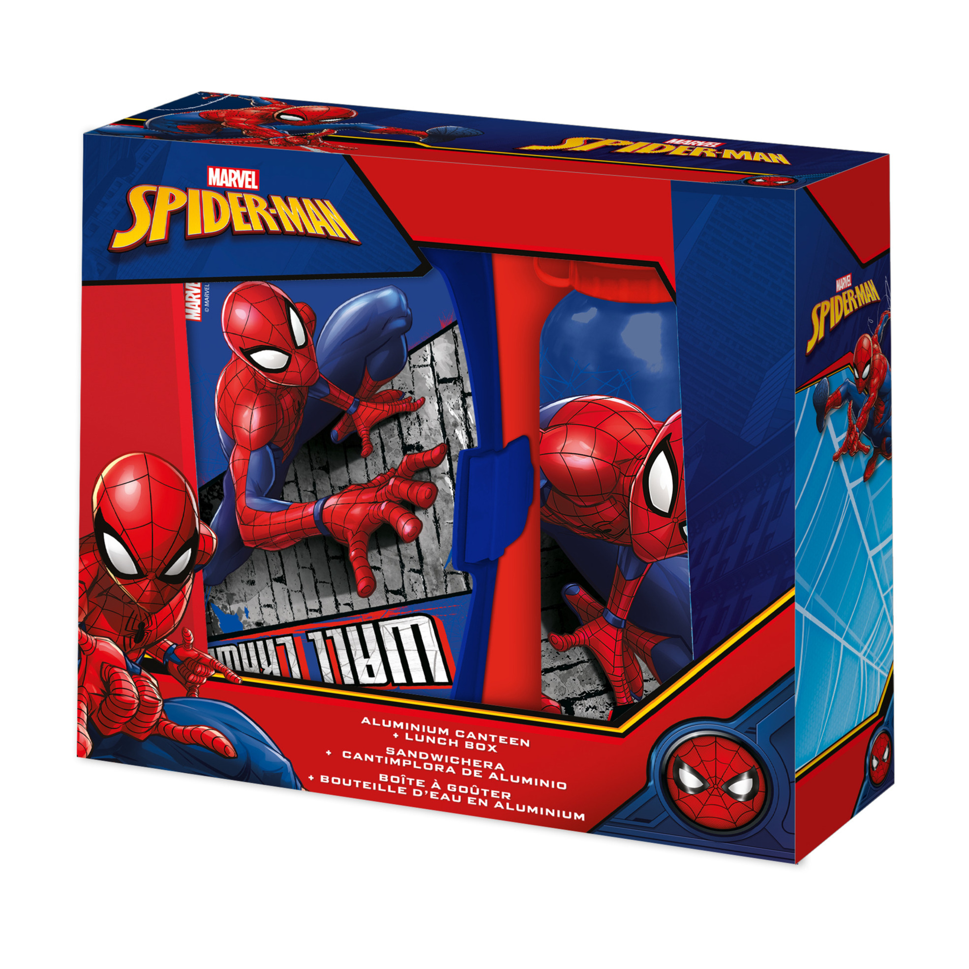 Marvel Spiderman lunchbox set voor kinderen 2-delig rood aluminium-kunststof