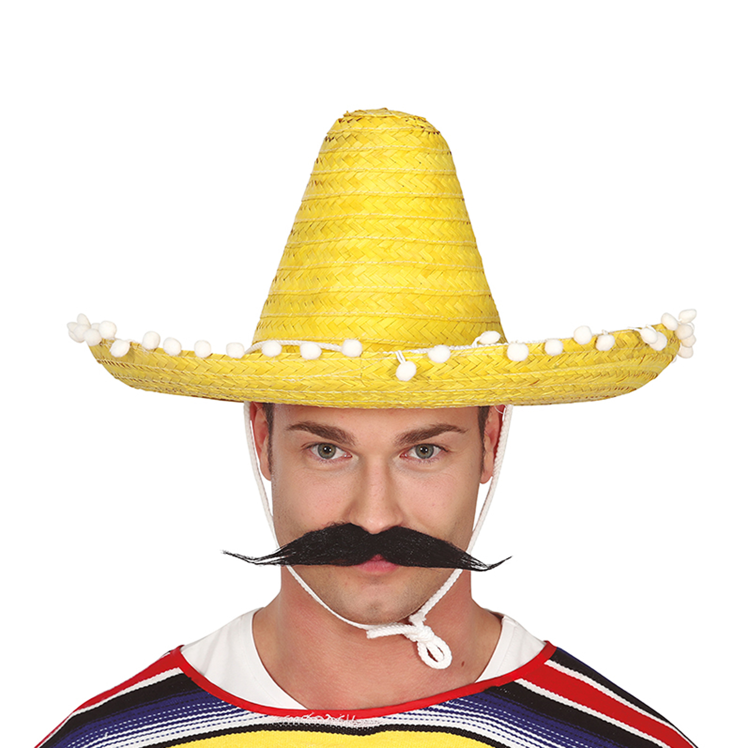 Mexicaanse Sombrero hoed voor heren carnaval-verkleed accessoires geel met ornamenten