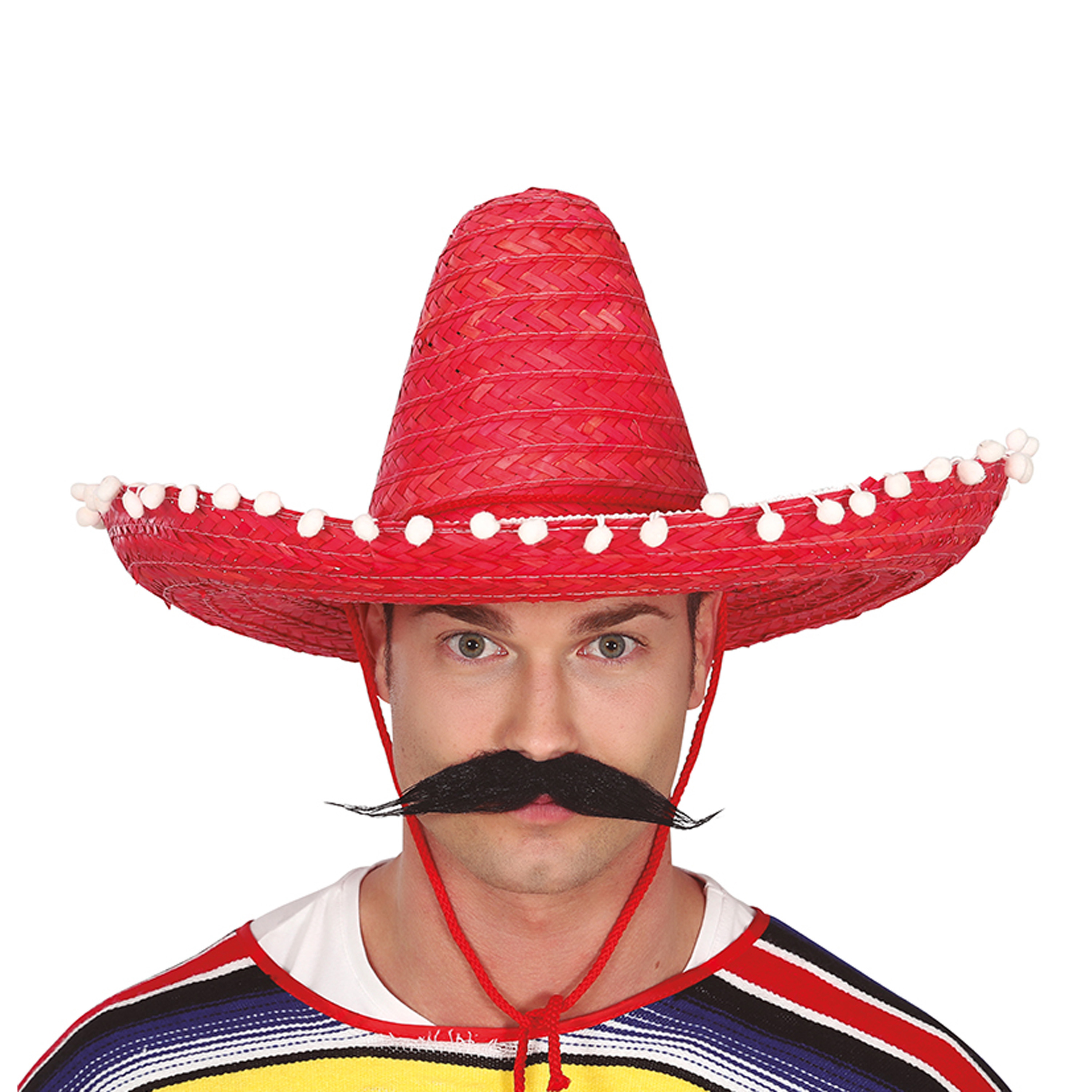 Mexicaanse Sombrero hoed voor heren carnaval-verkleed accessoires rood met ornamenten