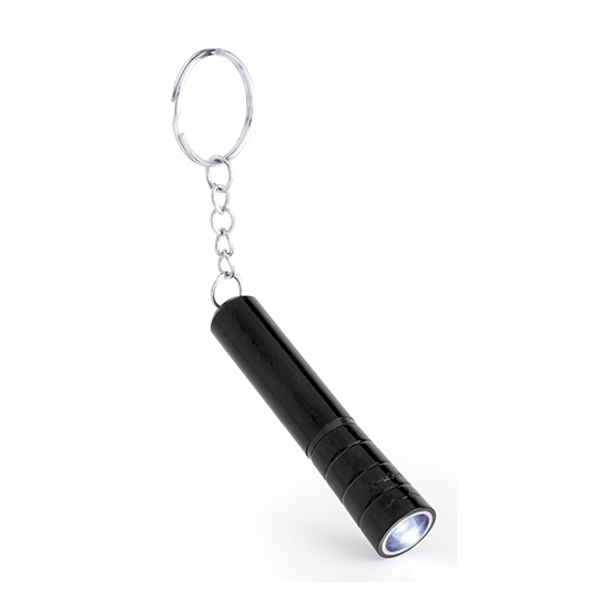 Mini zaklamp zwart aan keychain