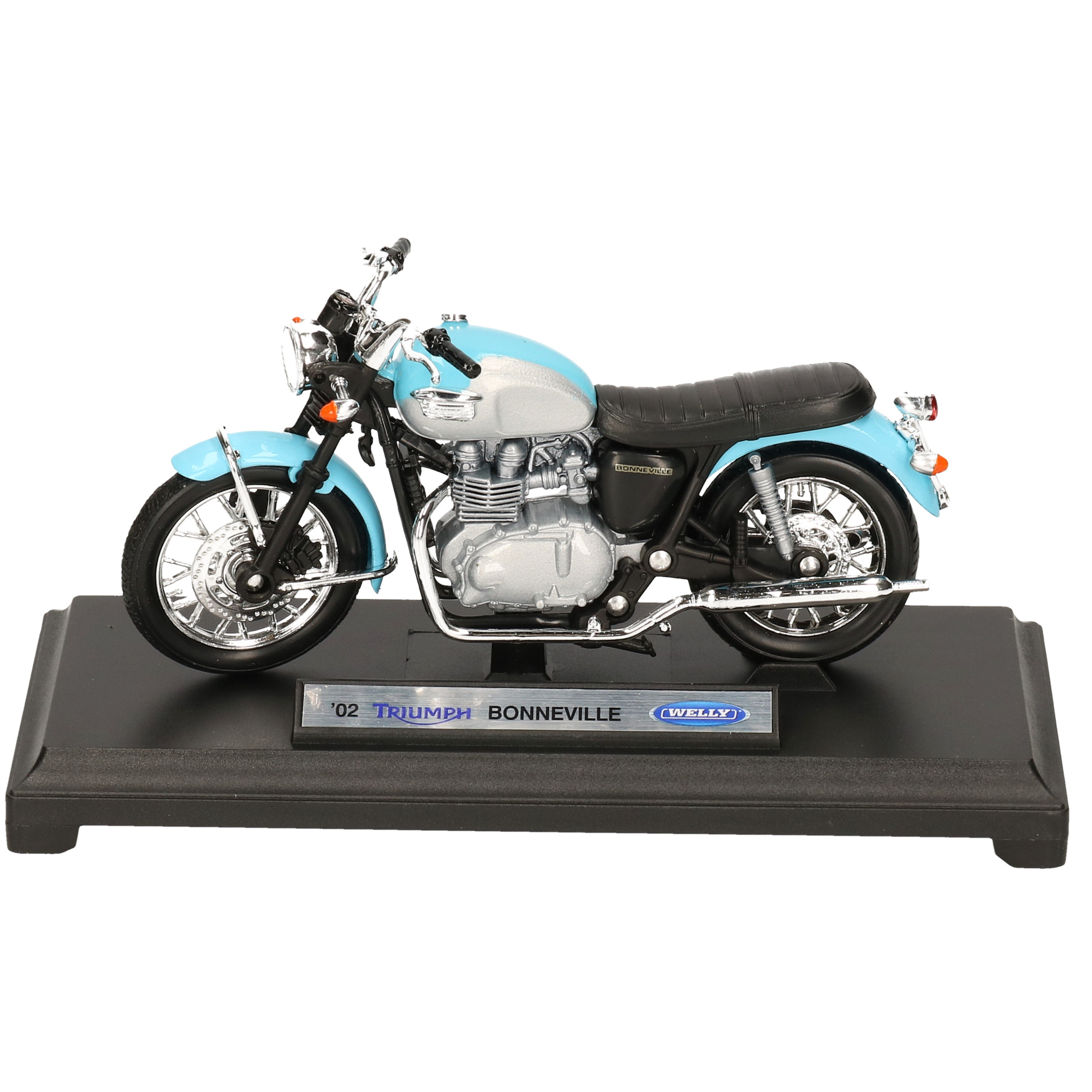 Model speelgoed motor Triumph Bonneville blauw 1:18