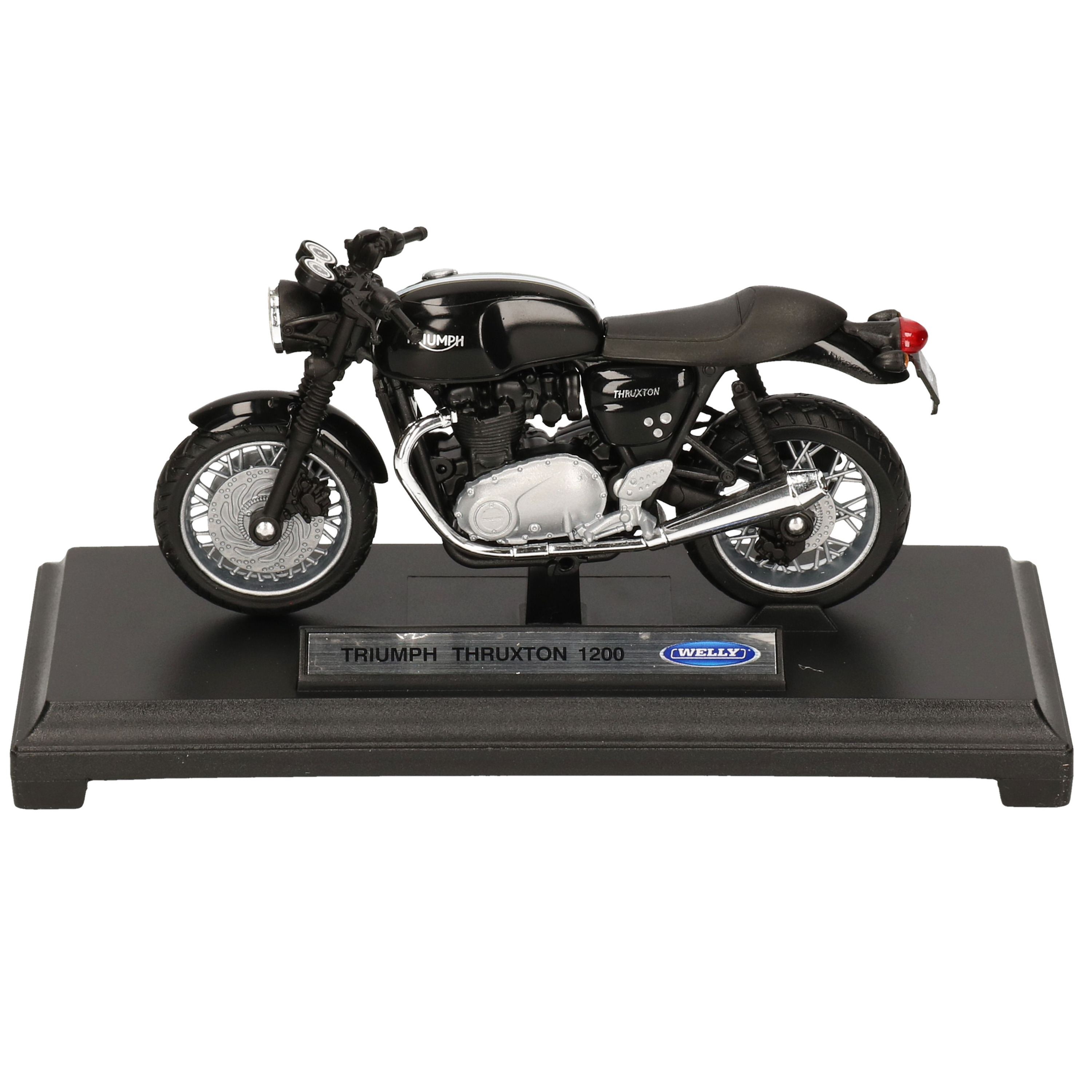Model speelgoed motor Triumph Thruxton 1200 zwart 1:18