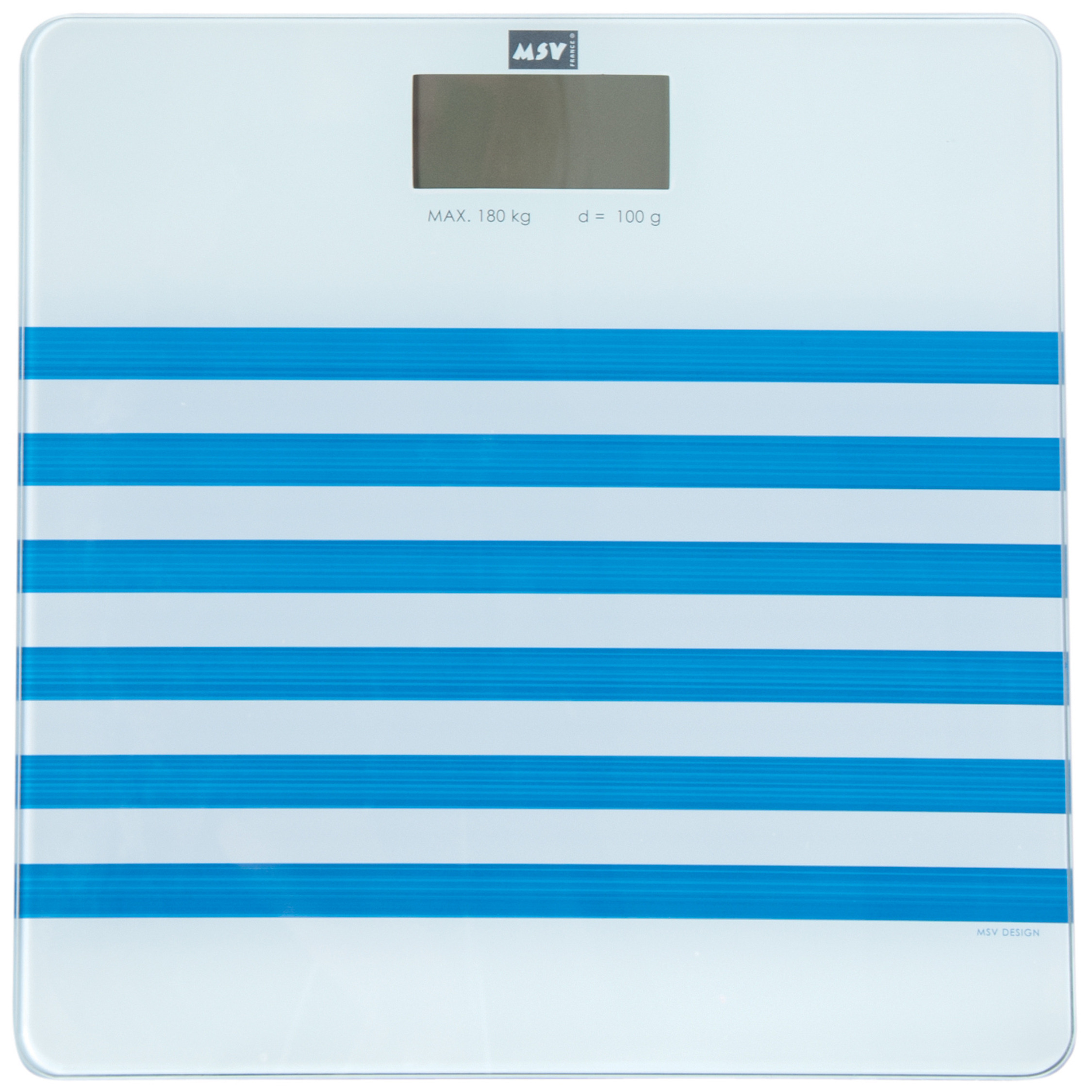 MSV Personen weegschaal wit-blauw glas 29 x 29 cm digitaal