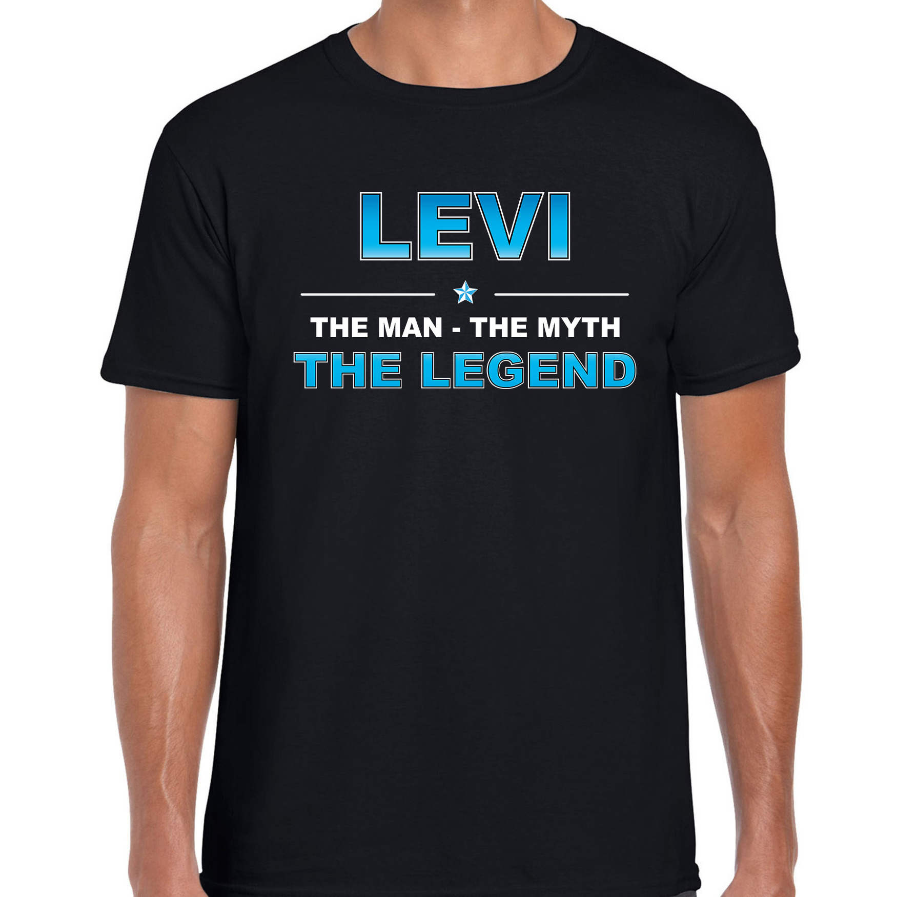 Naam cadeau t-shirt Levi the legend zwart voor heren