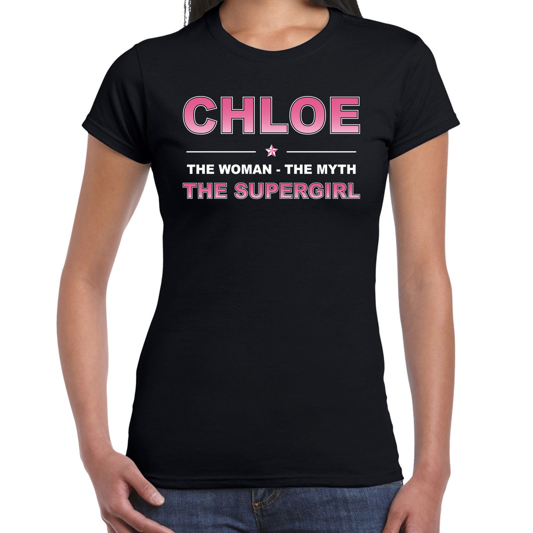 Naam cadeau t-shirt-shirt Chloe the supergirl zwart voor dames