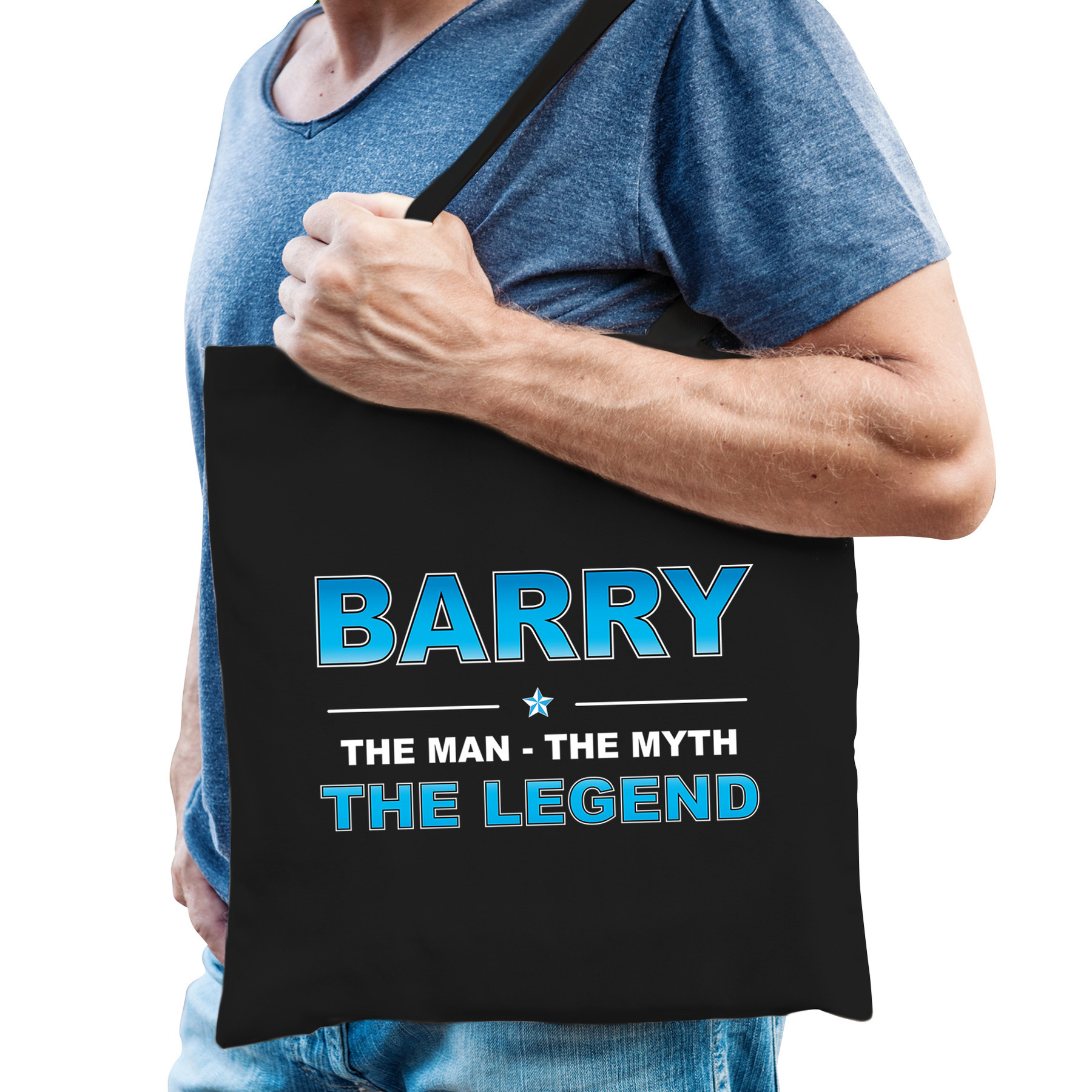 Naam cadeau tas Barry the legend zwart voor heren