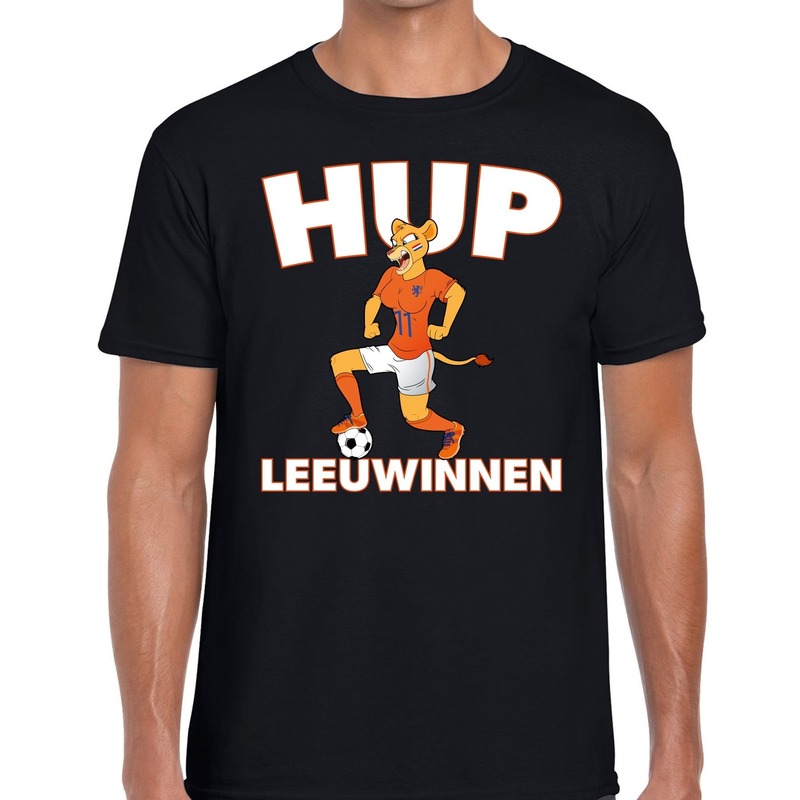 Nederland supporter t-shirt Hup LeeuWinnen zwart heren
